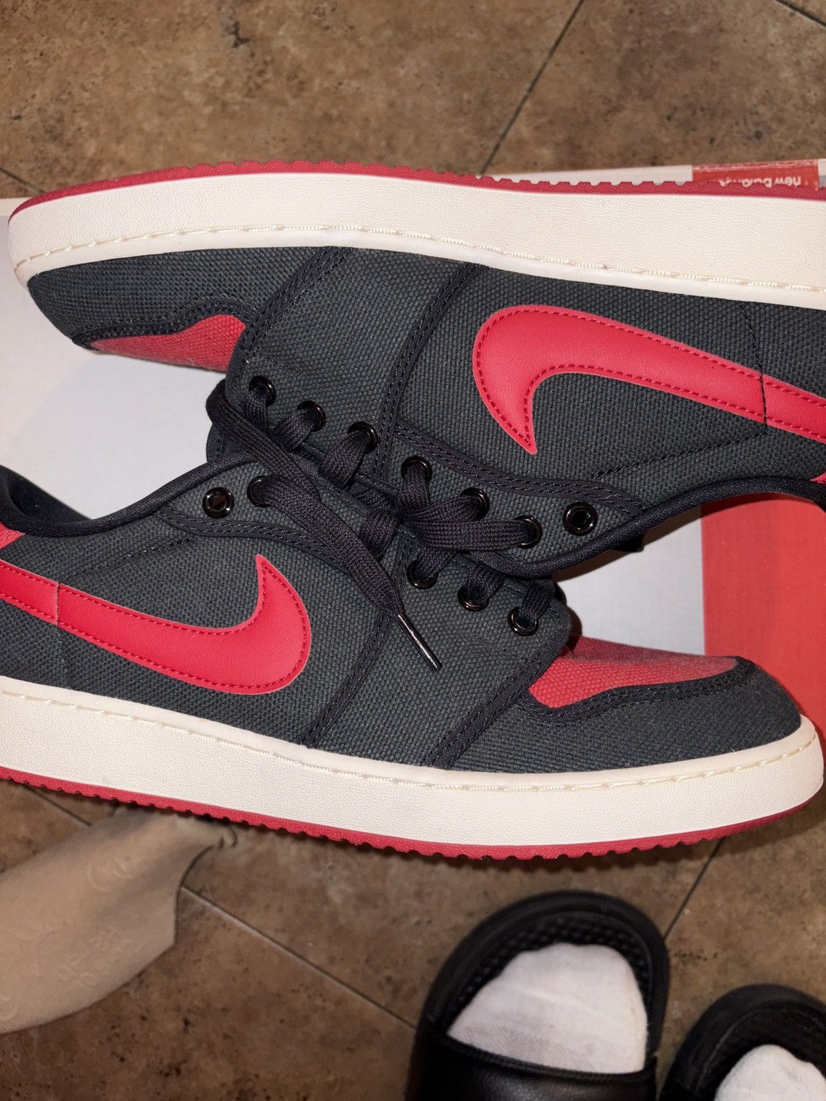 Jordan Brand Nike Air Jordan 1 Retro AJKO Low Bred Varsity Red White Size US 12 / EU 45 - 3 Thumbnail