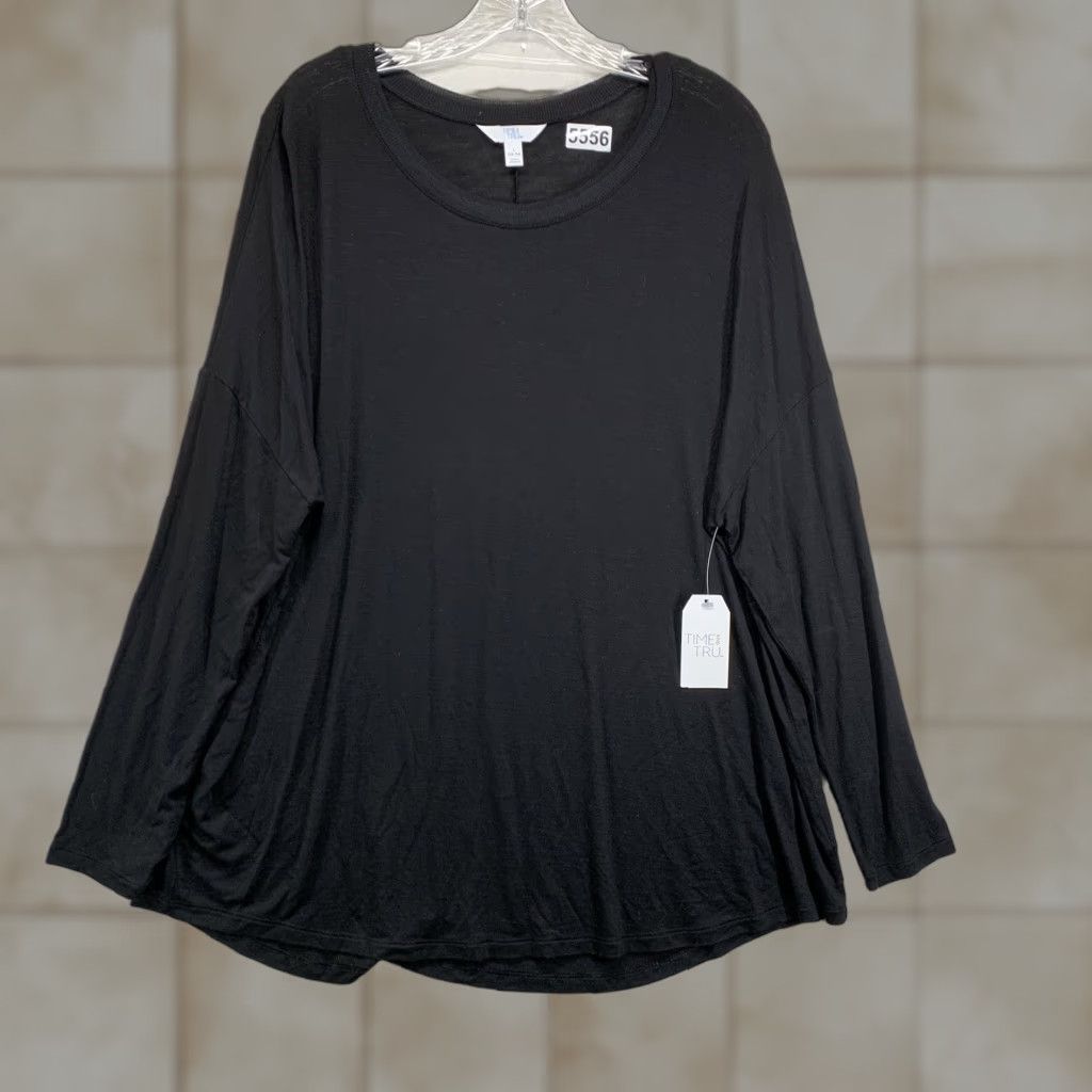 Vintage VINTAGE Time and Tru Women's Tunic Shirt Large Black Long Sleeve Classic Fitted Soft Size L / US 10 / IT 46 - 1 Thumbnail