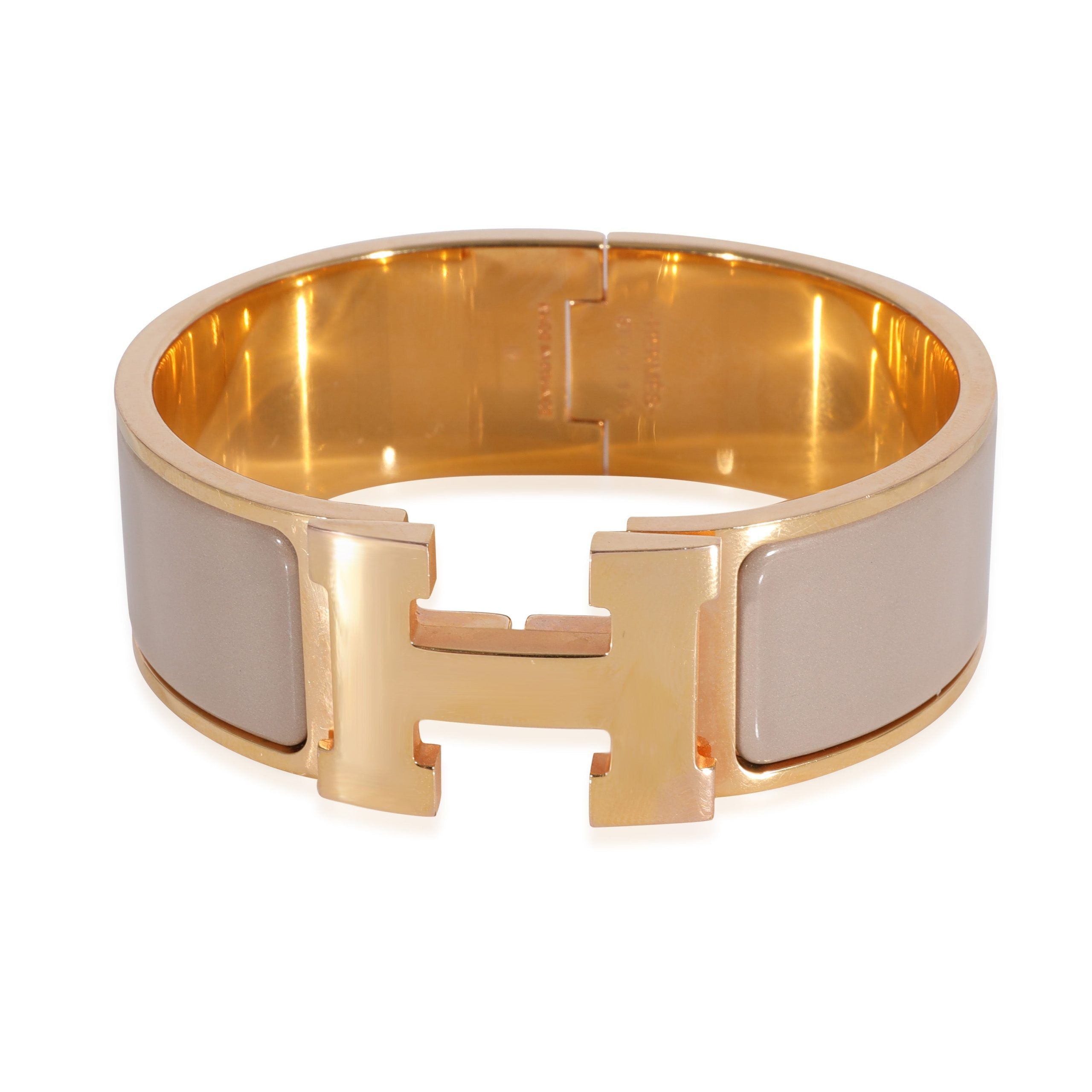 Hermes Hermès Gold Plated Clic Clac H Marron Glacé Bracelet Size ONE SIZE - 1 Thumbnail