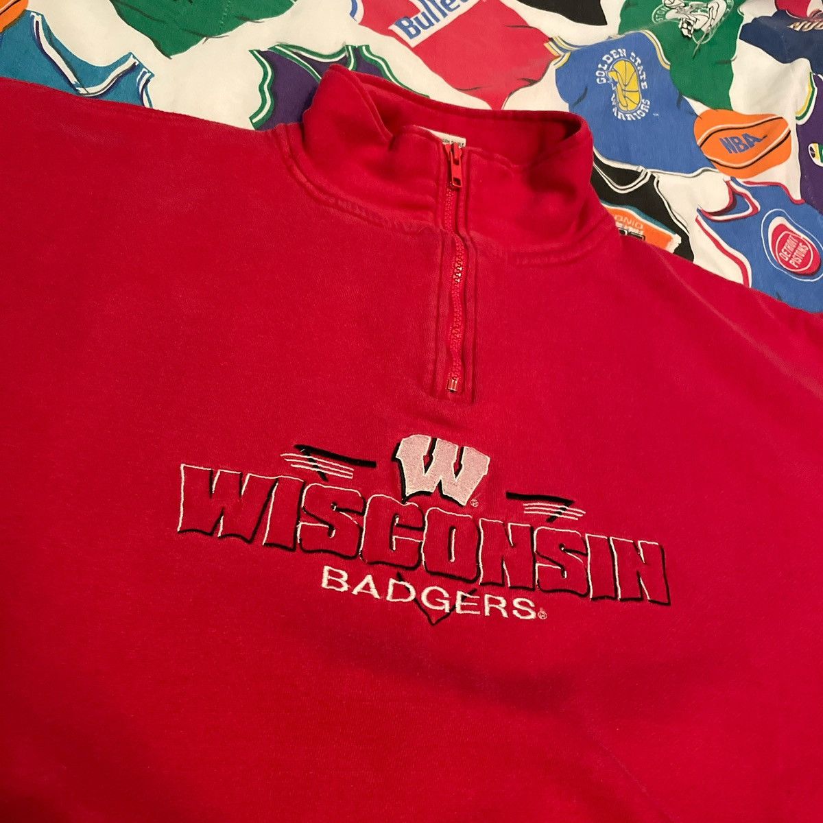 NCAA × Vintage Vintage NCAA Wisconsin Badgers Football Quarter Zip Jacket Size US XXL / EU 58 / 5 - 3 Thumbnail