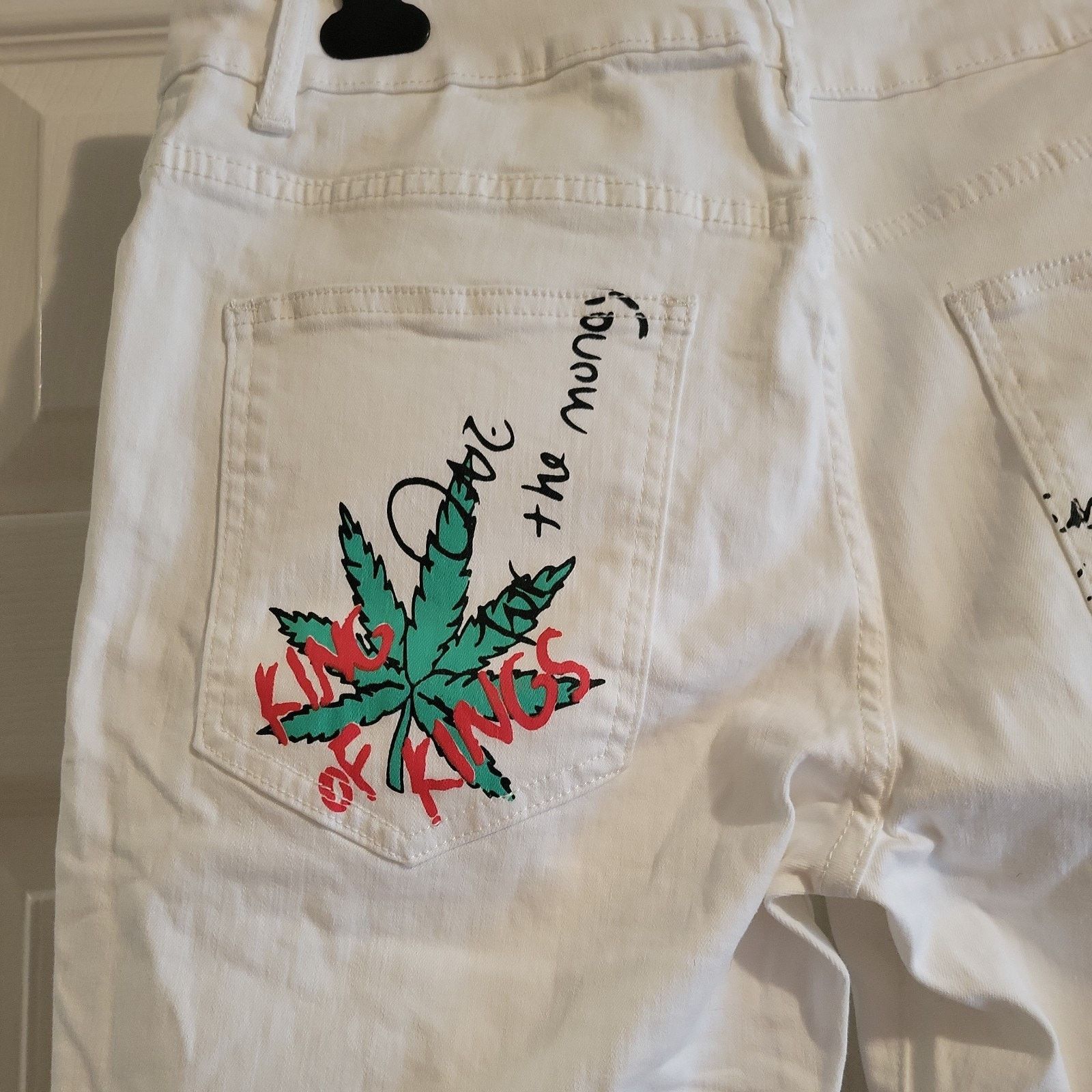 Jean Y2K Vintage Jeans Graffiti Slim Size 33 Streetwear Painted Size US 33 - 8 Thumbnail