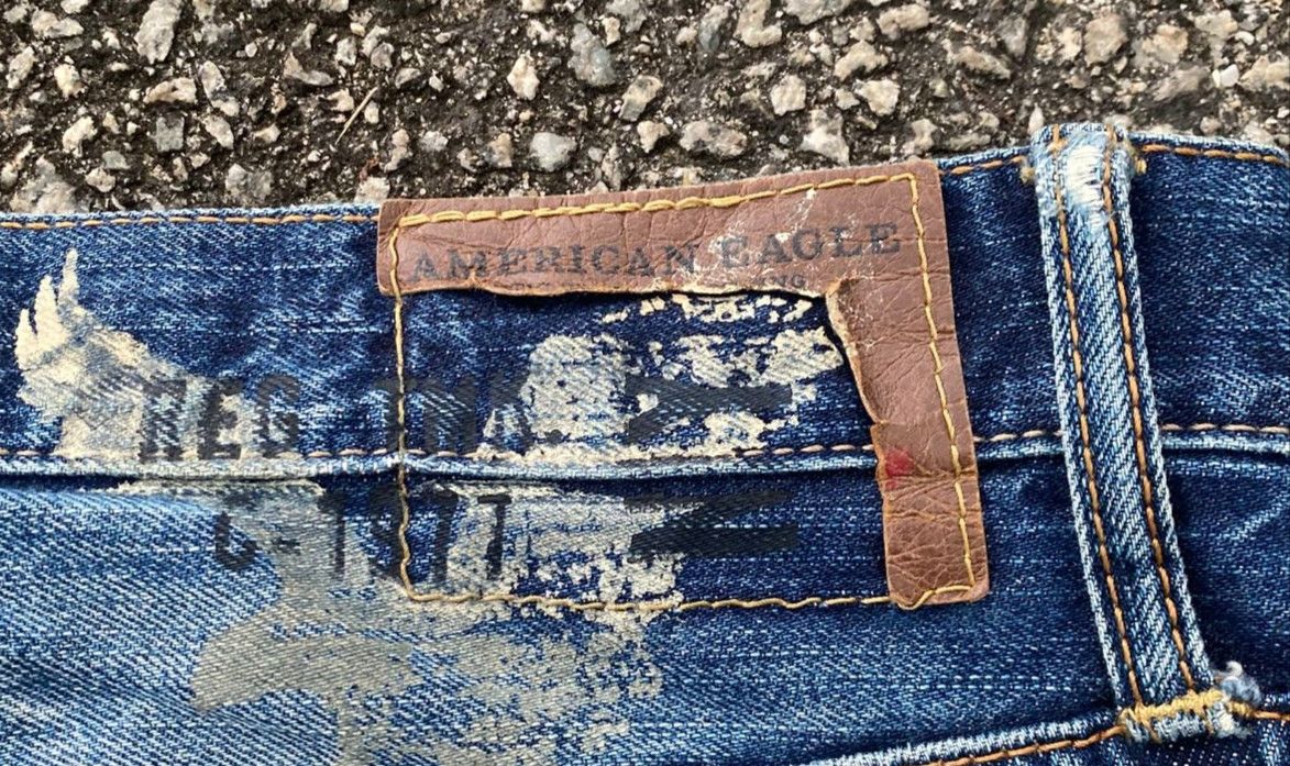 If Six Was Nine Vintage American Eagle Flared Distressed Denim Size US 31 - 17 Thumbnail