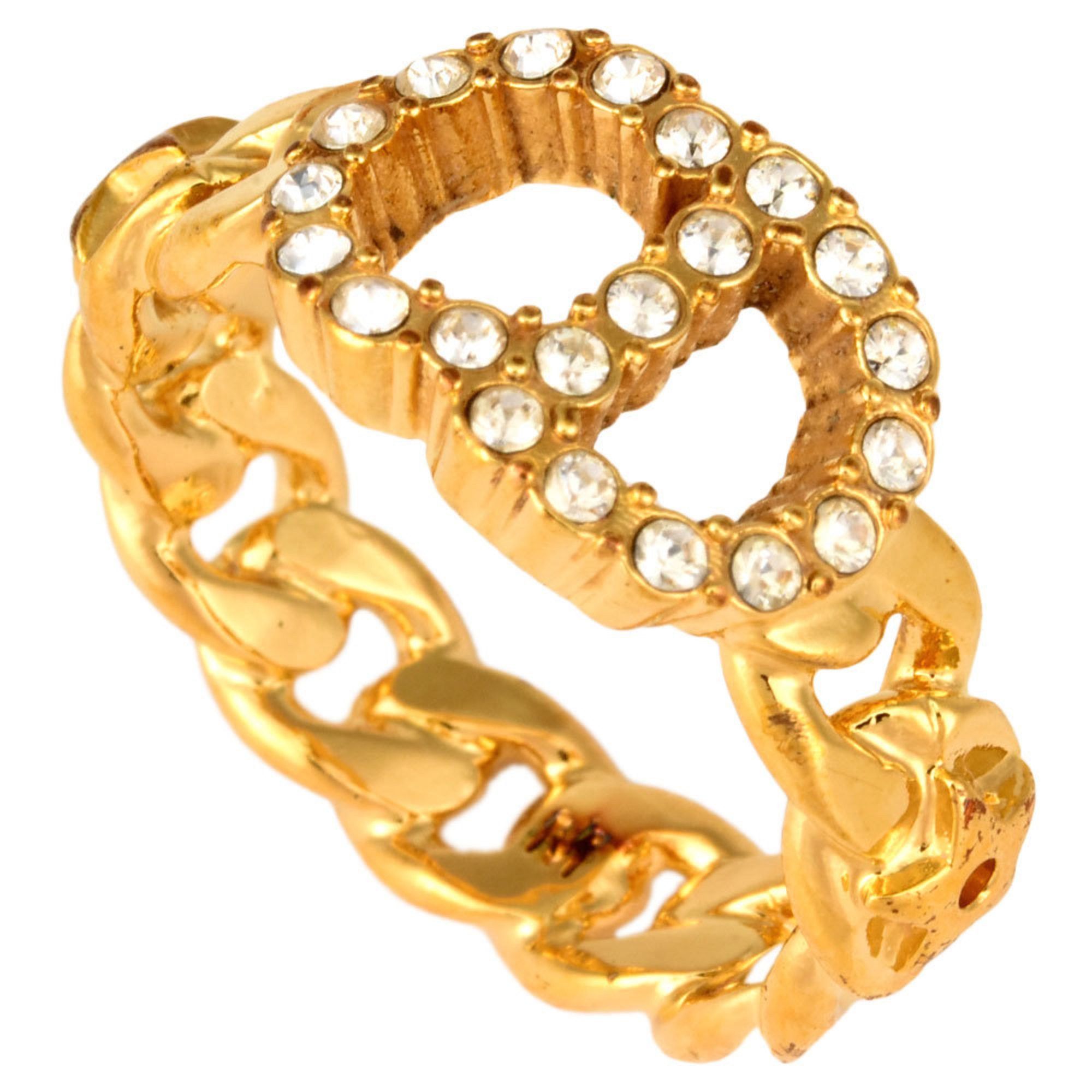 image of Christian Dior Dior Clair D Lune Ring Metal Rhinestone M Women's