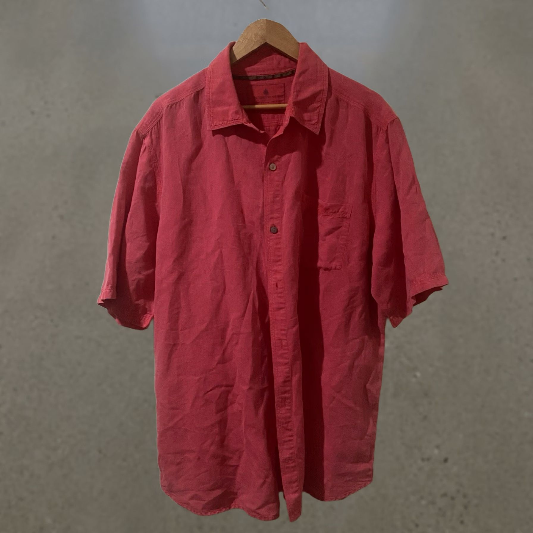 The Territory Ahead Territory Ahead Camp Shirt Cotton Linen Red Short Sleeve Mens XL Breathable Striped Button-Up Size US XL / EU 56 / 4 - 1 Thumbnail
