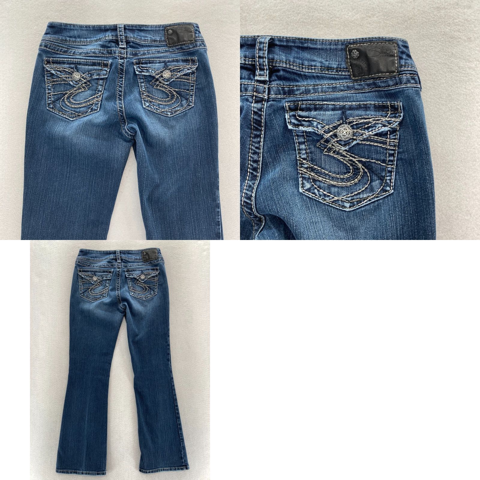 Silver Jeans Co. Silver Jeans Suki Surplus Women's 29x32 Bootcut Dark Wash Blue Denim Grunge Rock Size 29" - 9 Thumbnail