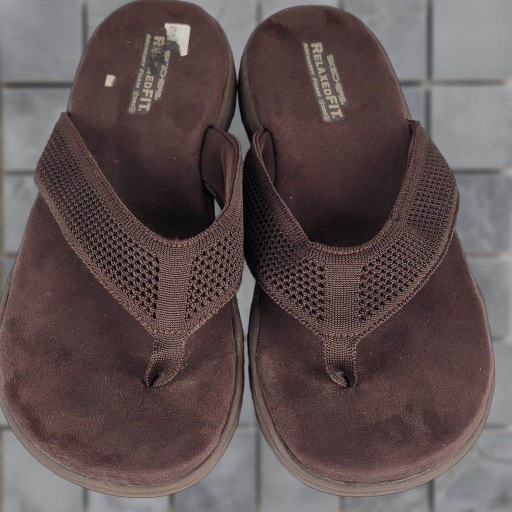 SKECHERS Skechers Relaxed Fit Memory Foam 360 Sandals Flip Flop Men 14 Brown Comfort Shoe Size ONE SIZE - 1 Thumbnail