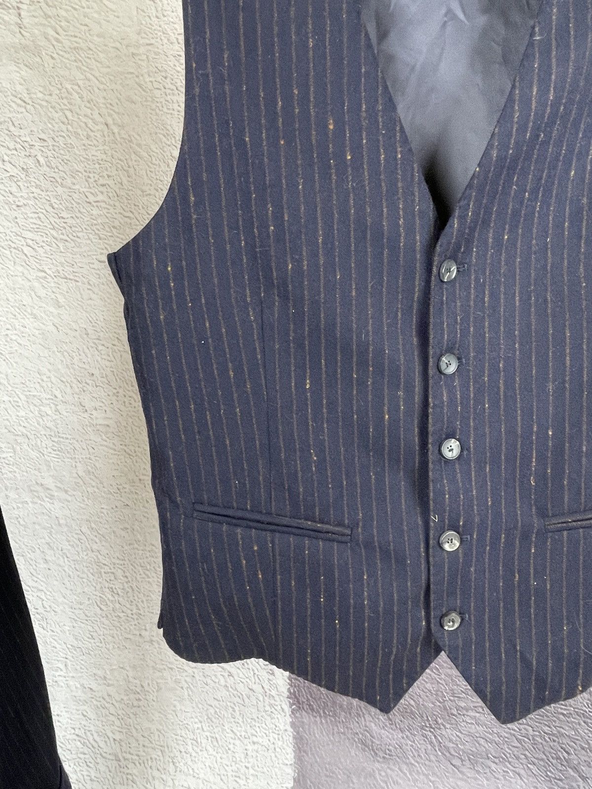 Other 0909 striped wool navy blue set vest + pants suit Size 40R - 5 Thumbnail