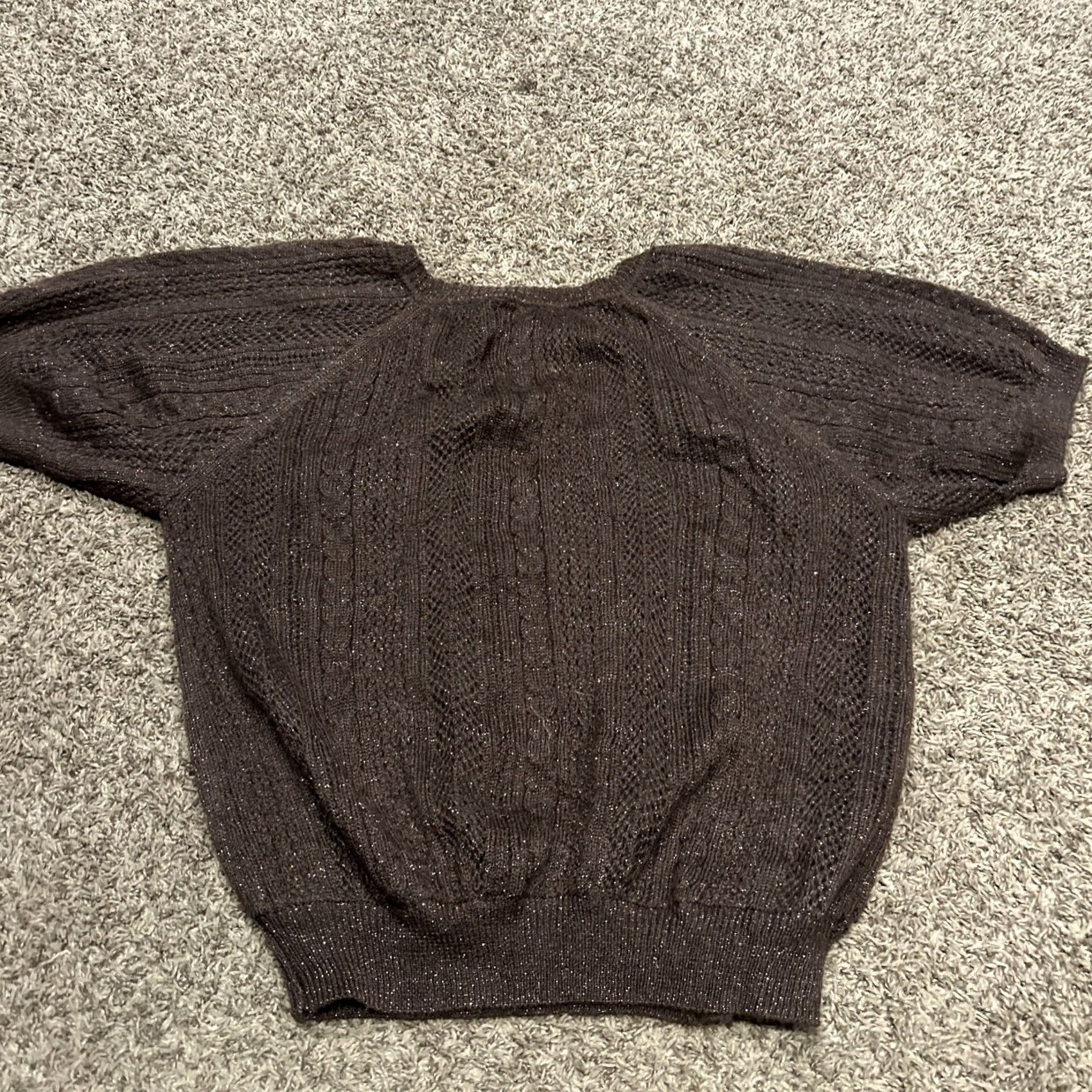 Express Express Blouse Shirt Knit Acrylic Round Neck Short Sleeve Brown M Women’s Regular Size M / US 6-8 / IT 42-44 - 3 Thumbnail