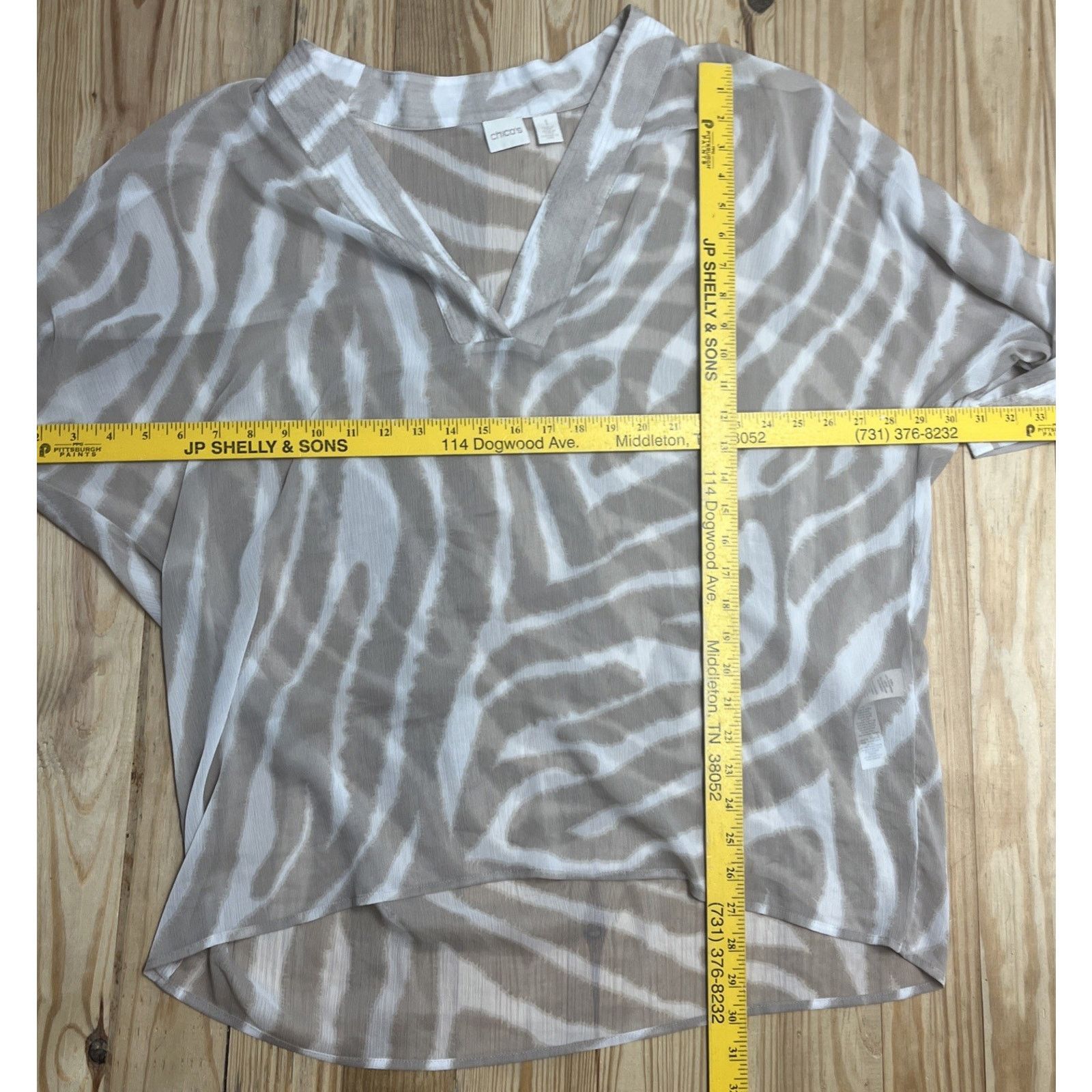 Chicos Chicos Blouse Tan Size 1 Sheer Animal Flowy Lagenlook Artsy Size M / US 6-8 / IT 42-44 - 5 Thumbnail