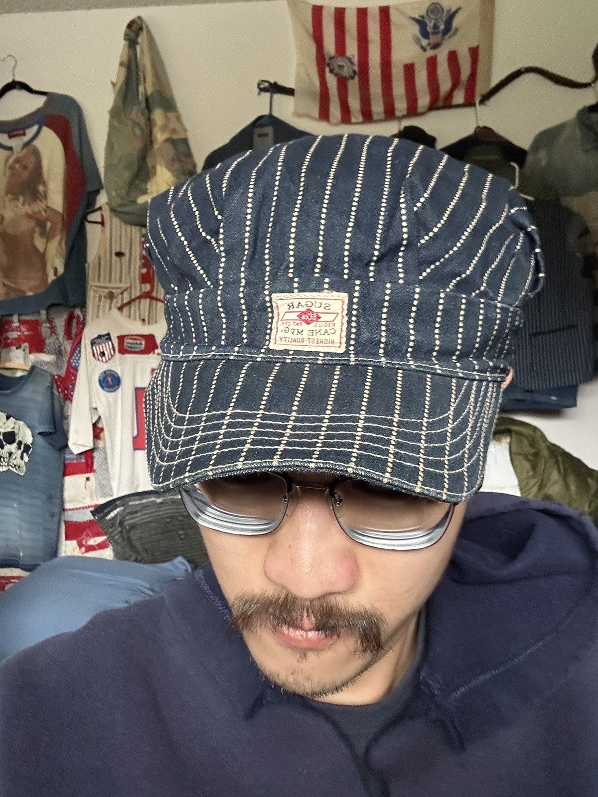 Sugar Cane Union Stifel Striped Newboys wabash conductor kountry cap Size ONE SIZE - 14 Thumbnail