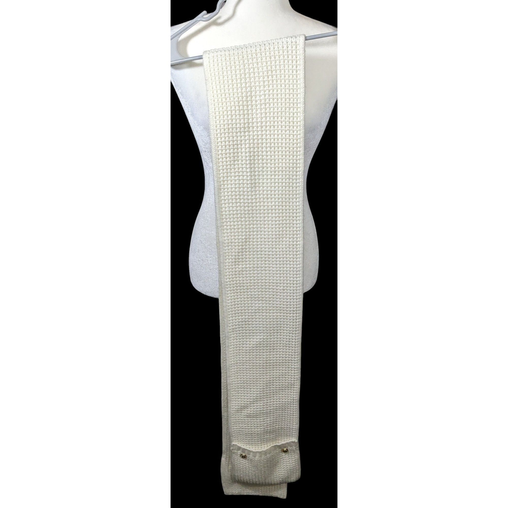 Michael Kors Michael Kors Cream Knit Rectangle Scarf With Pockets Size ONE SIZE - 5 Thumbnail