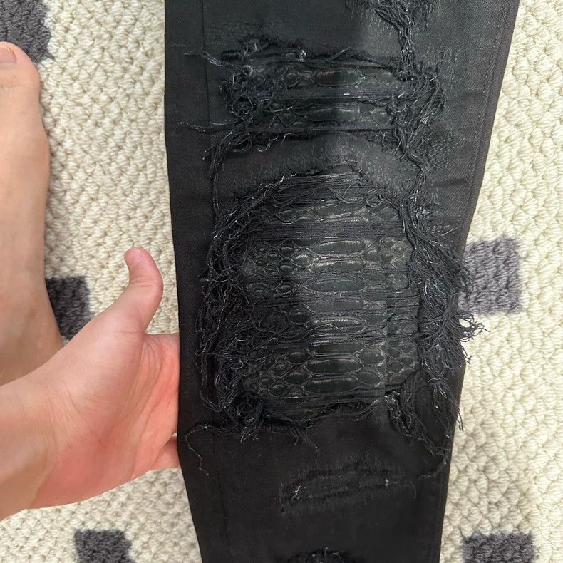 Amiri Amiri black python leather jeans Size US 29 - 2 Thumbnail