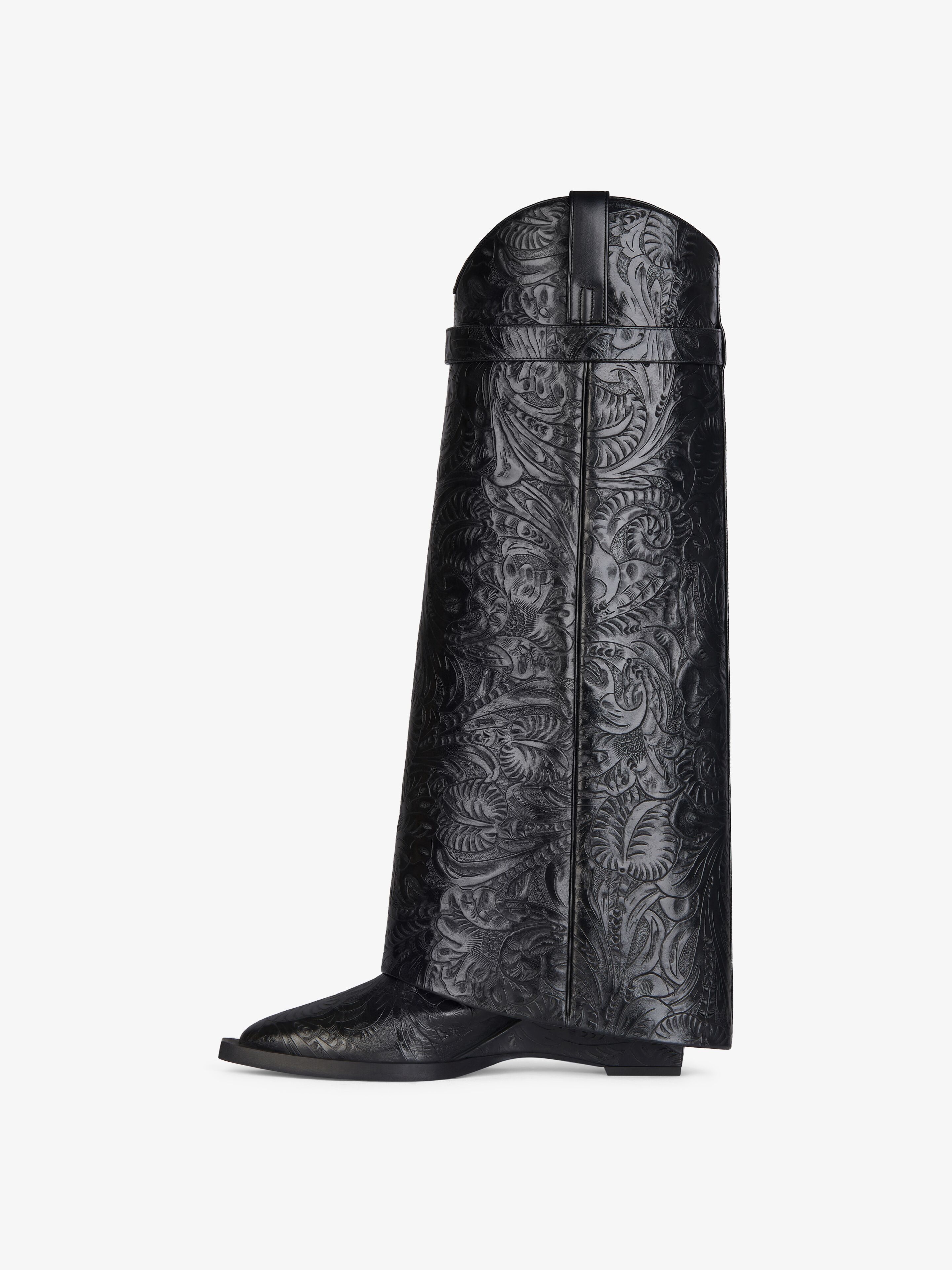 Givenchy o1srvl11e0525 Shark Lock Cowboy High Boots 60mm in Black Size US 11 / IT 41 - 3 Thumbnail