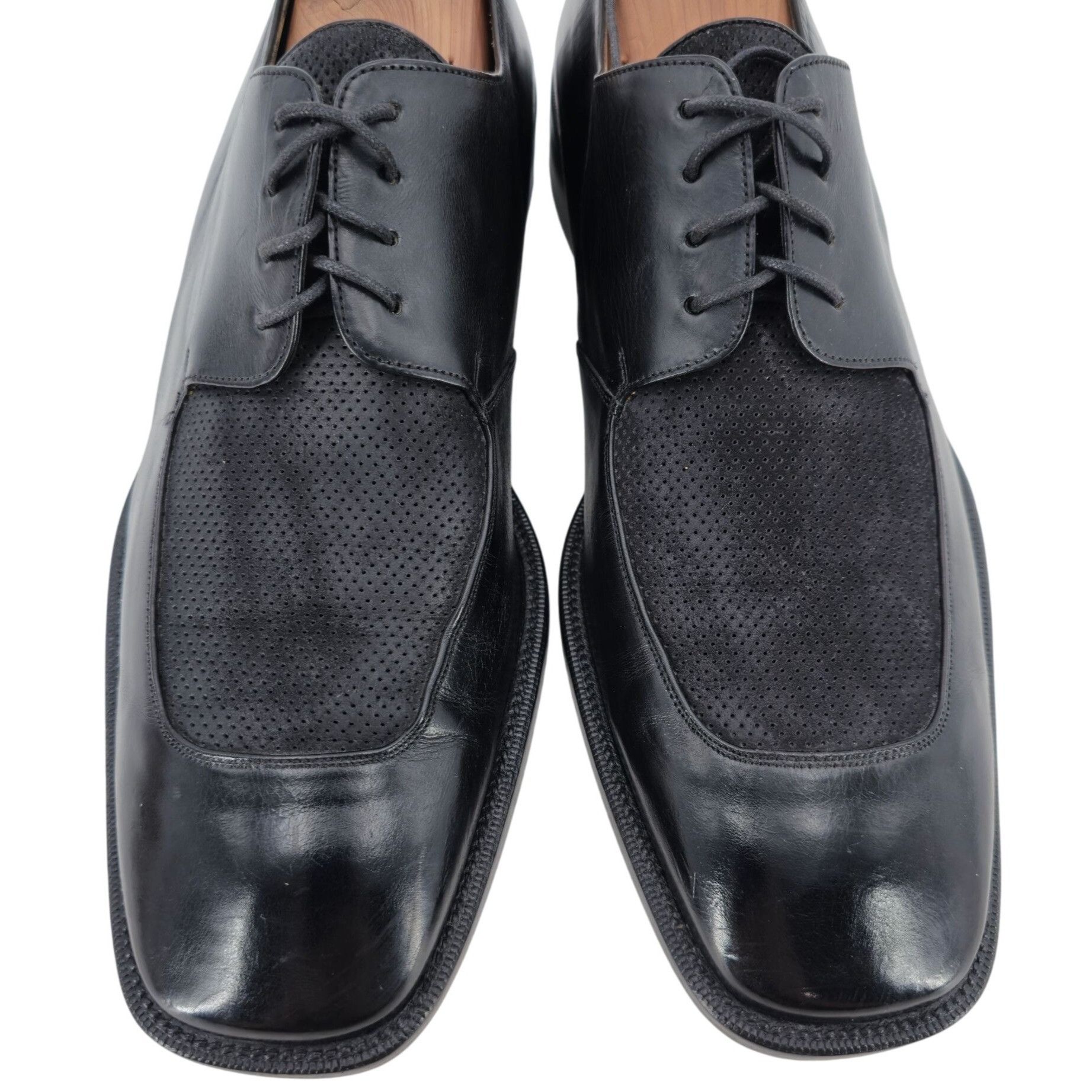 Mezlan Spain Mens 12 Black Leather Suede Dress Shoes Derby