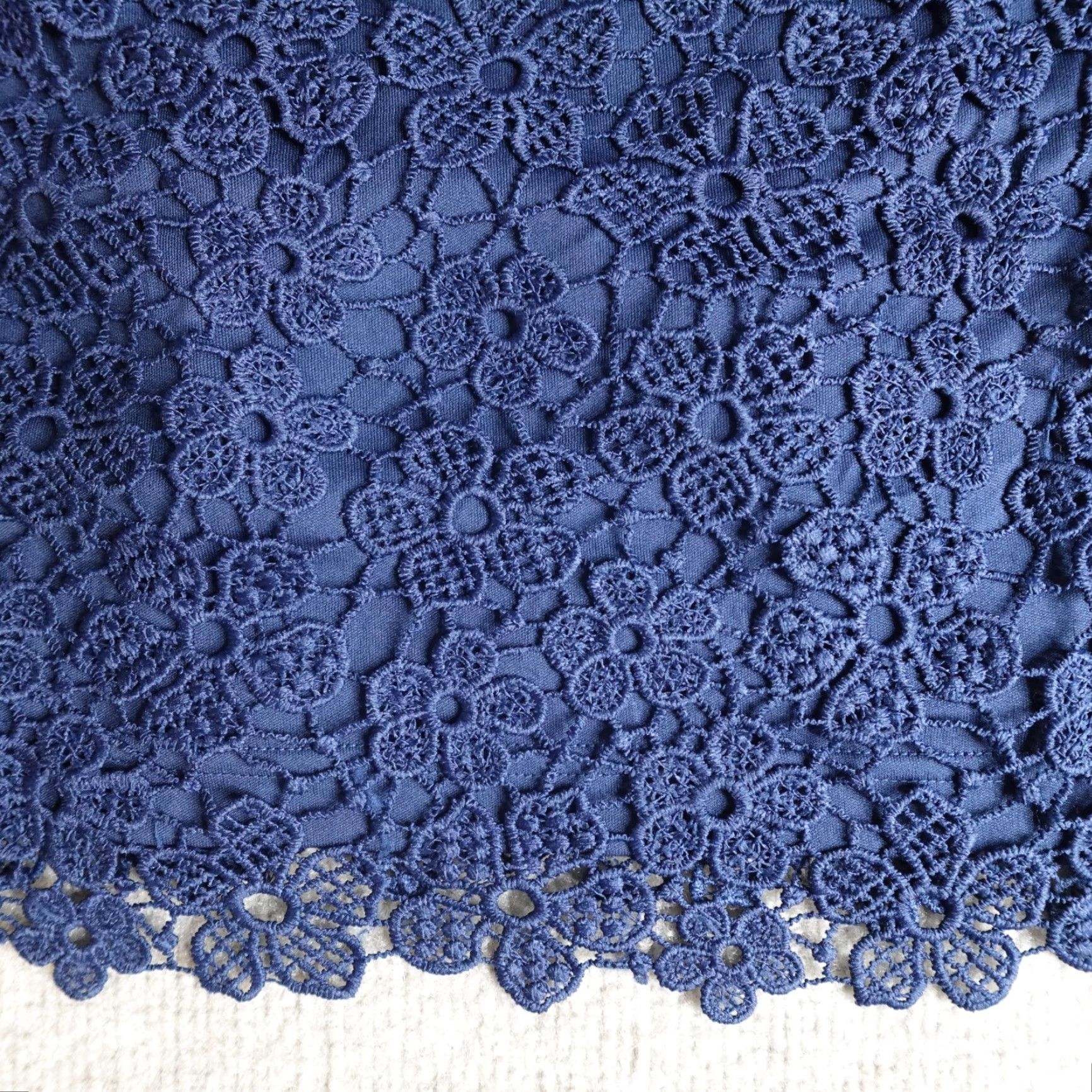 Karl Lagerfeld Karl Lagerfeld Womens Dress 10 Blue Lace Midi Shift LD8L3955 NEW Size L / US 10 / IT 46 - 2 Thumbnail