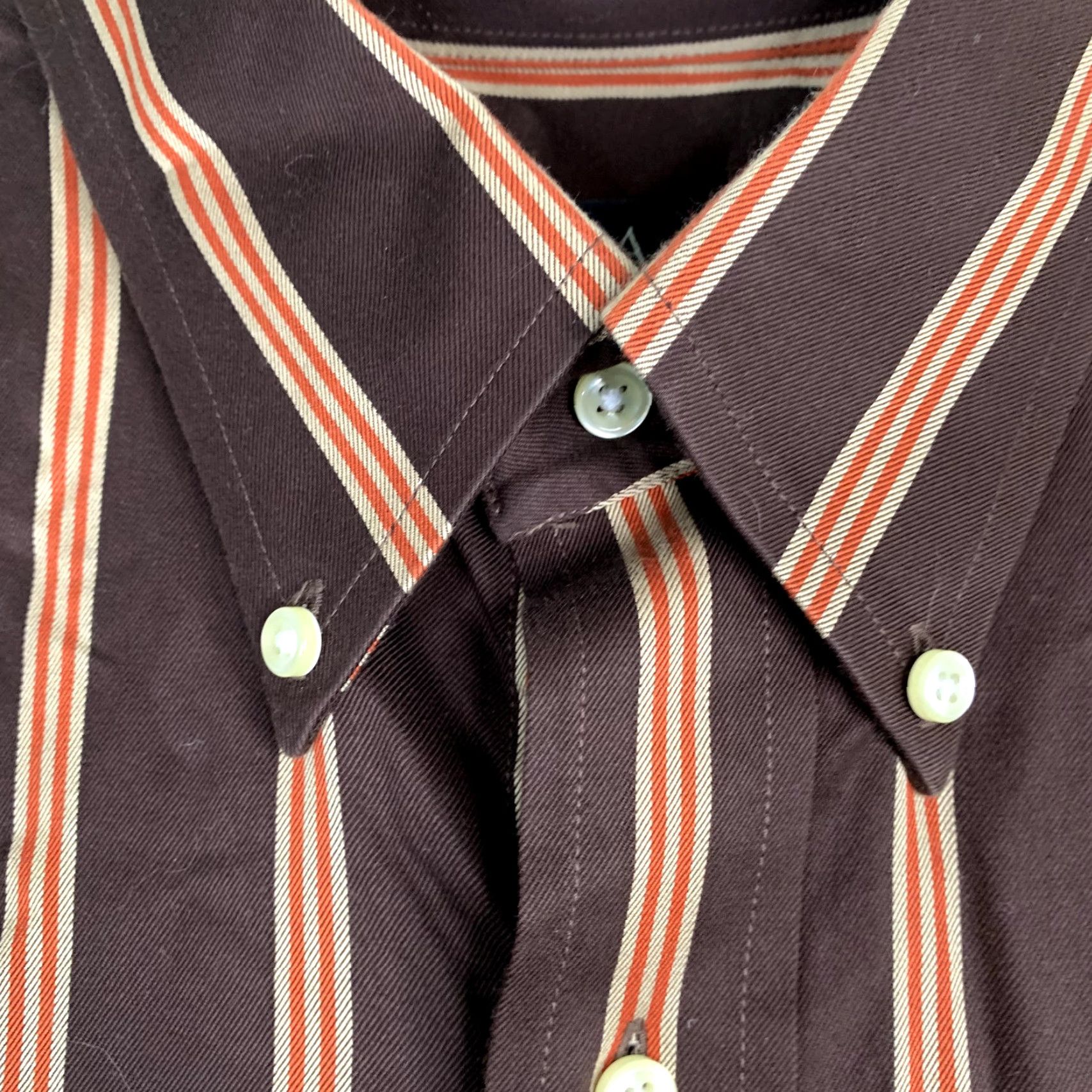Jos. A. Bank Jos A Bank Shirt Mens XL Dark Brown Orange Stripe Travelers Twill Retro Business Size US XL / EU 56 / 4 - 2 Thumbnail