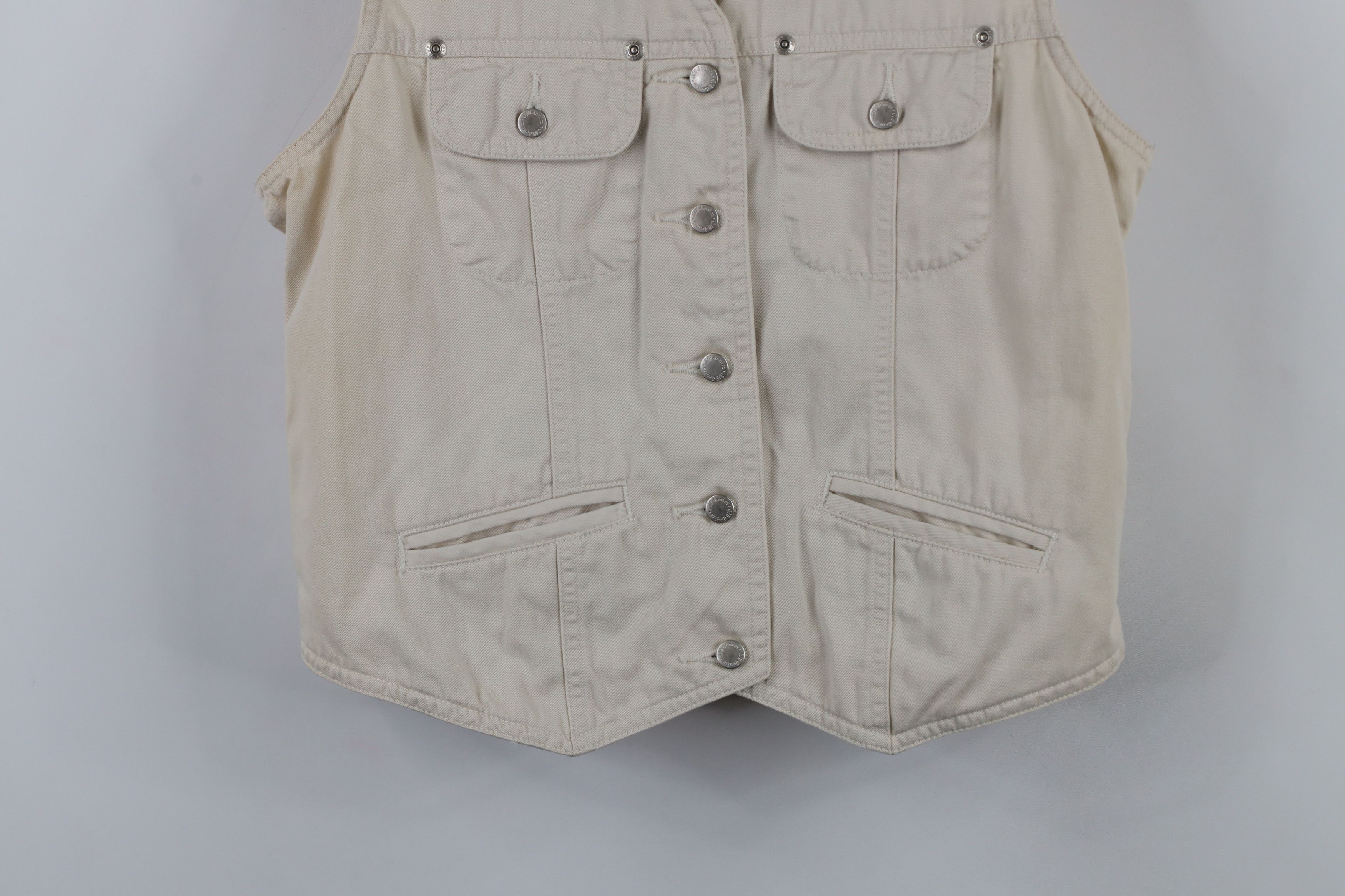 Vintage Vintage 90s Streetwear Chino Button Vest Jacket Beige Size M / US 6-8 / IT 42-44 - 3 Thumbnail