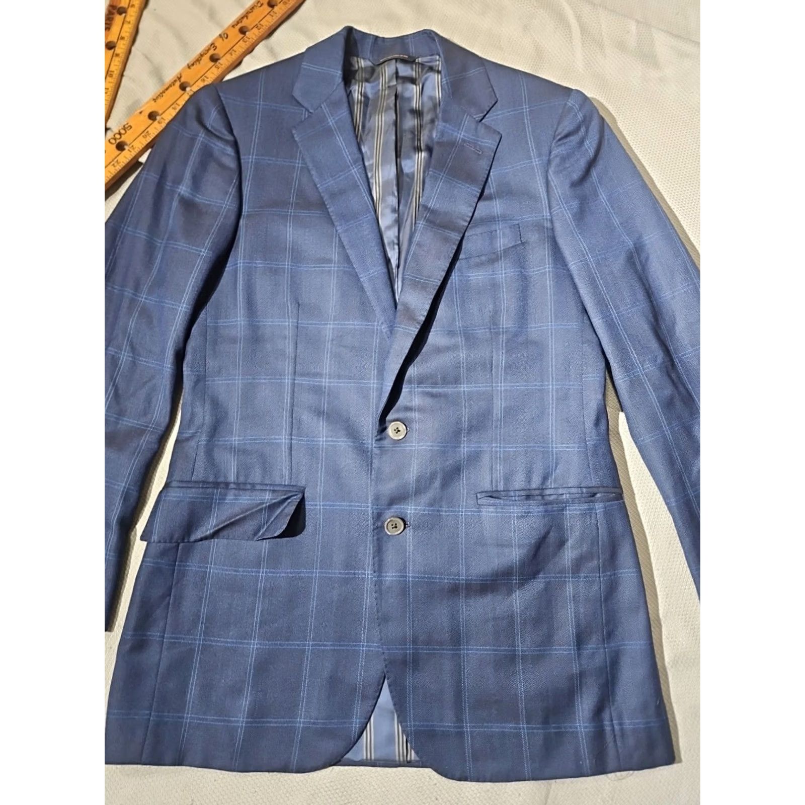 Brooks Brothers Brooks Brothers Blazer Mens 40 Navy Blue Windowpane Plaid Sport Coat Jacket Size 40R - 3 Thumbnail