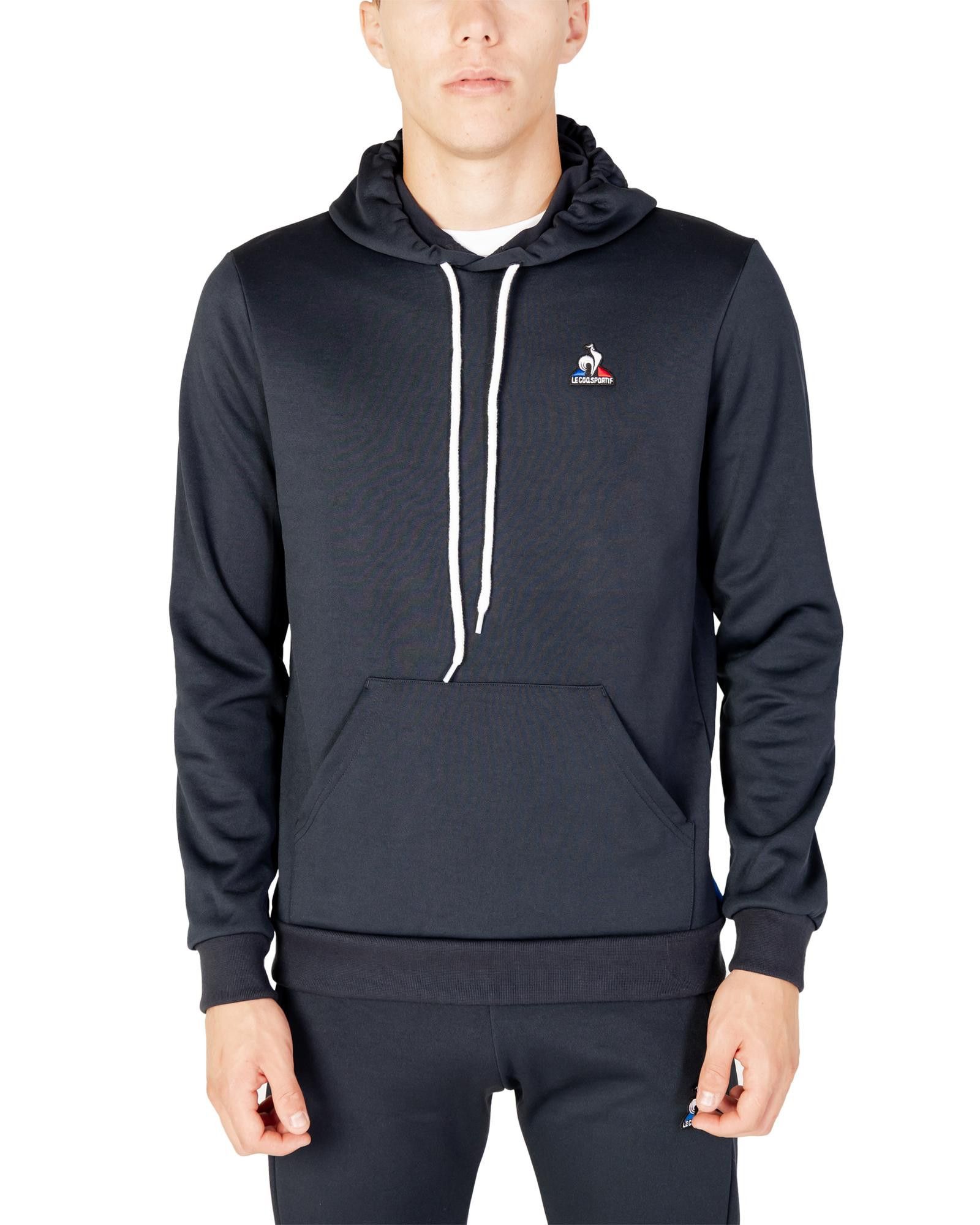 image of Le Coq Sportif Plain Hooded Sweatshirt With Long Sleeves in Blue, Men's (Size XL)