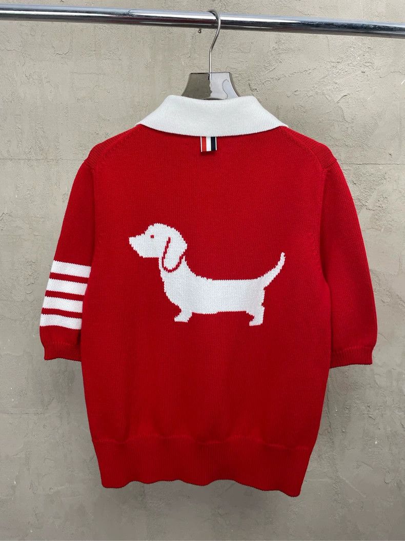 Thom Browne Thom browne Vintage red show puppy four-striped knitted Pol Size S / US 4 / IT 40 - 3 Thumbnail