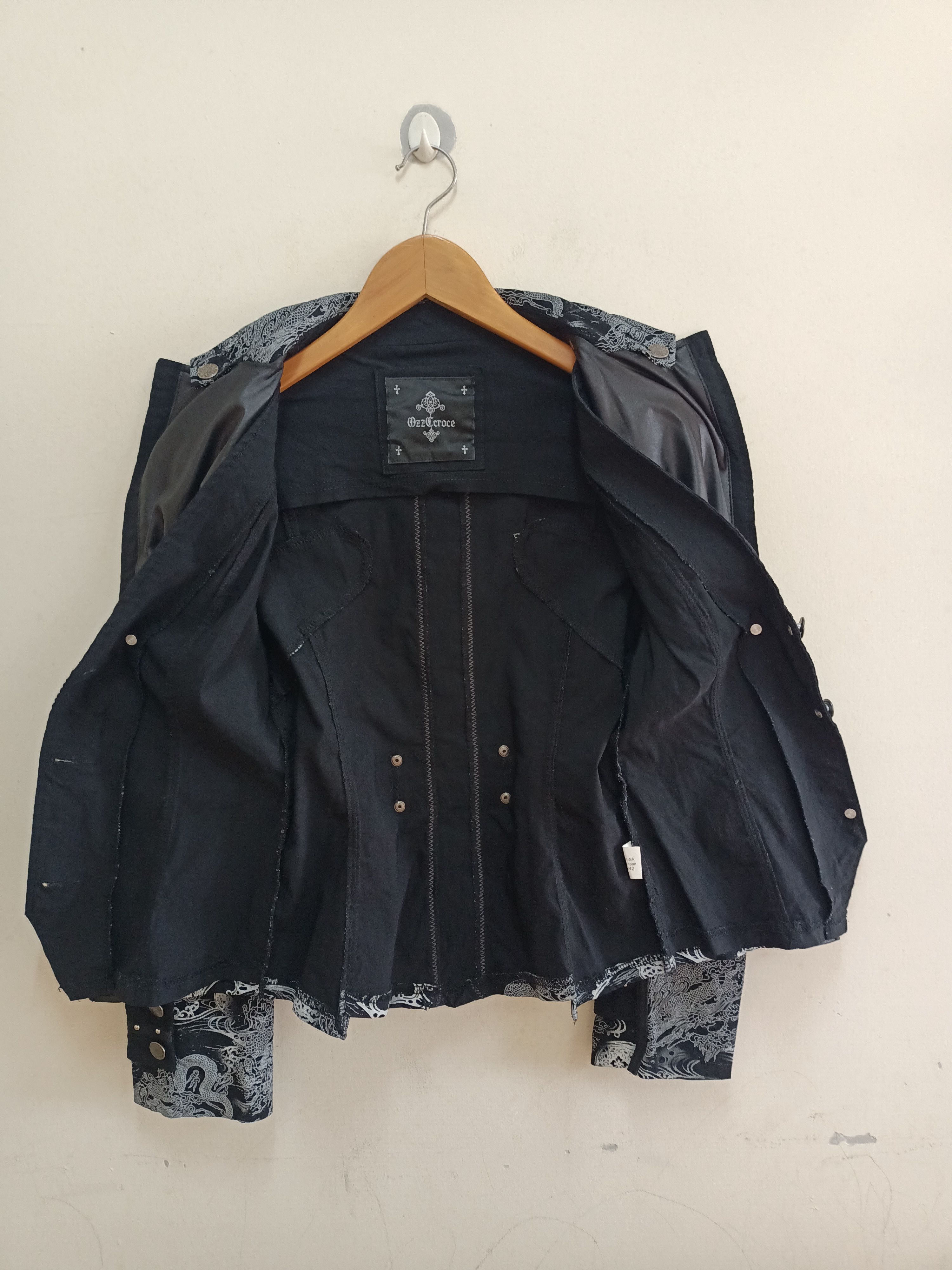Designer × Japanese Brand Ozz Cross Dragon print black gothic stretch zipper jacket Size M / US 6-8 / IT 42-44 - 10 Thumbnail