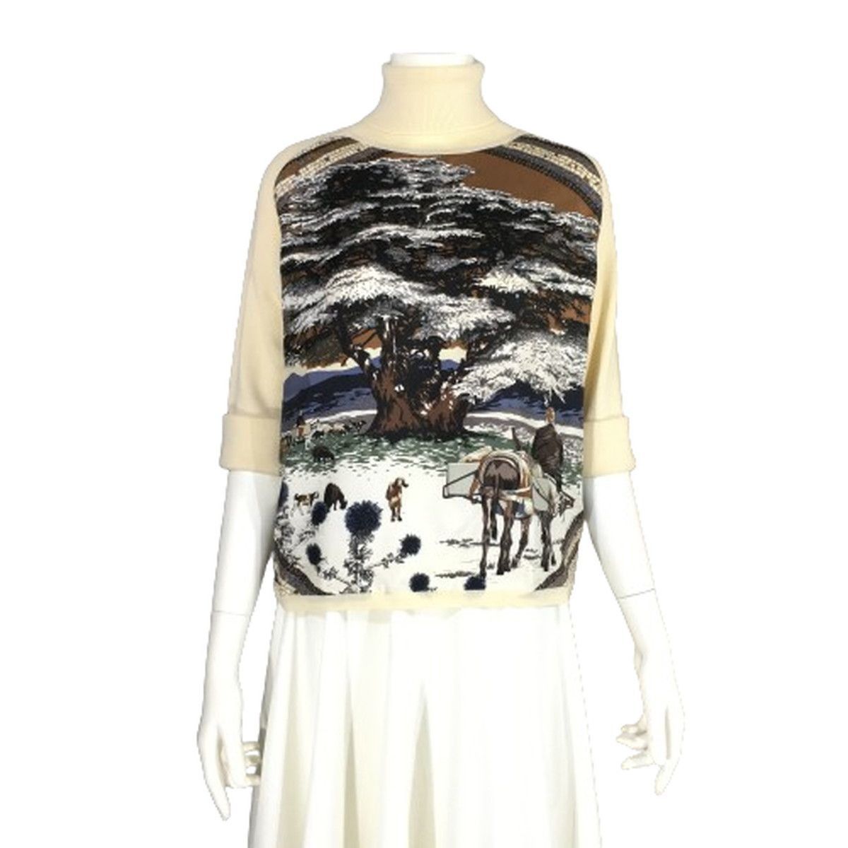 HERMES SILK WOOL knit Dimitri Rybaltchenko motif sweater bei
