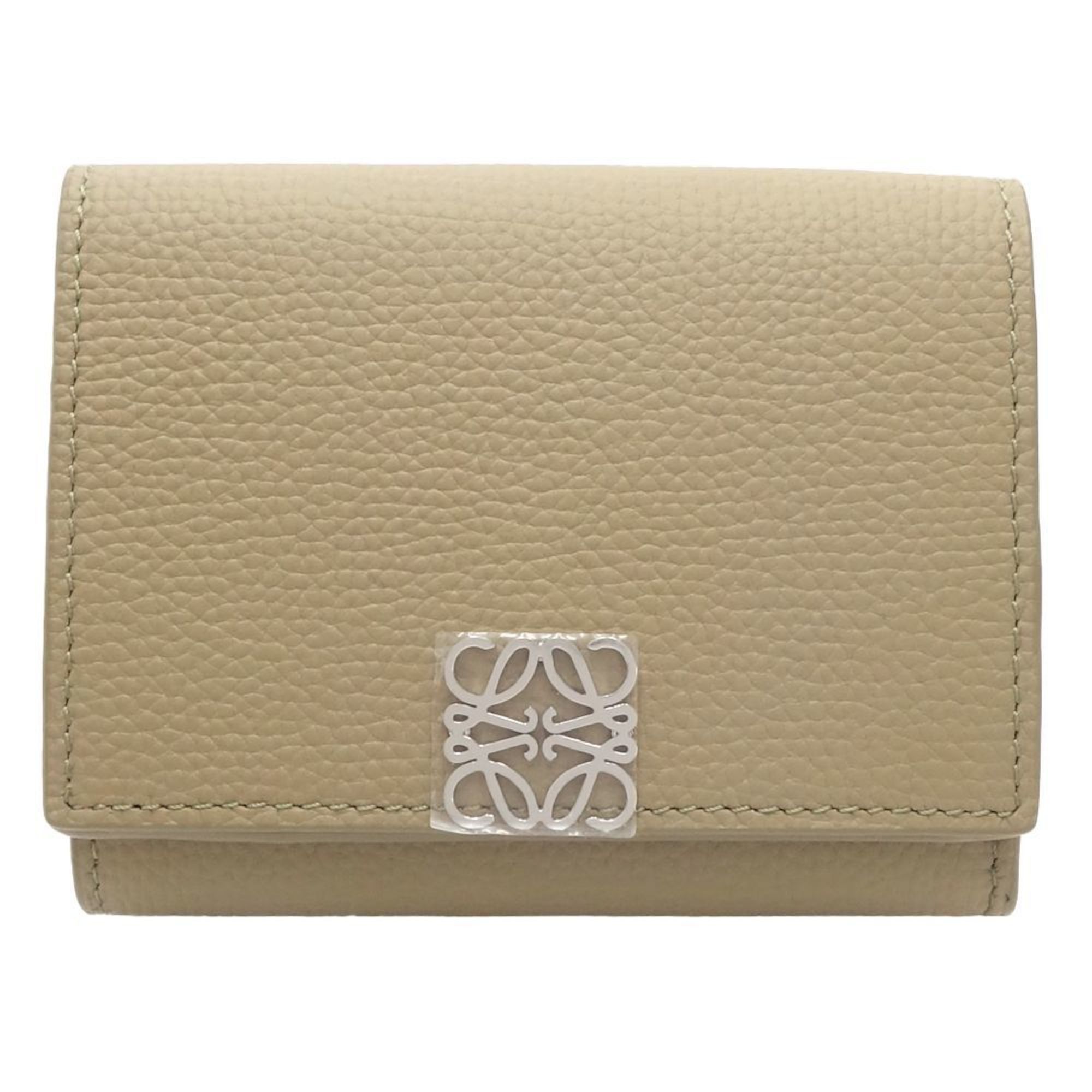 image of Loewe Tri-Fold Wallet Leather Clay Green 180373, Women's