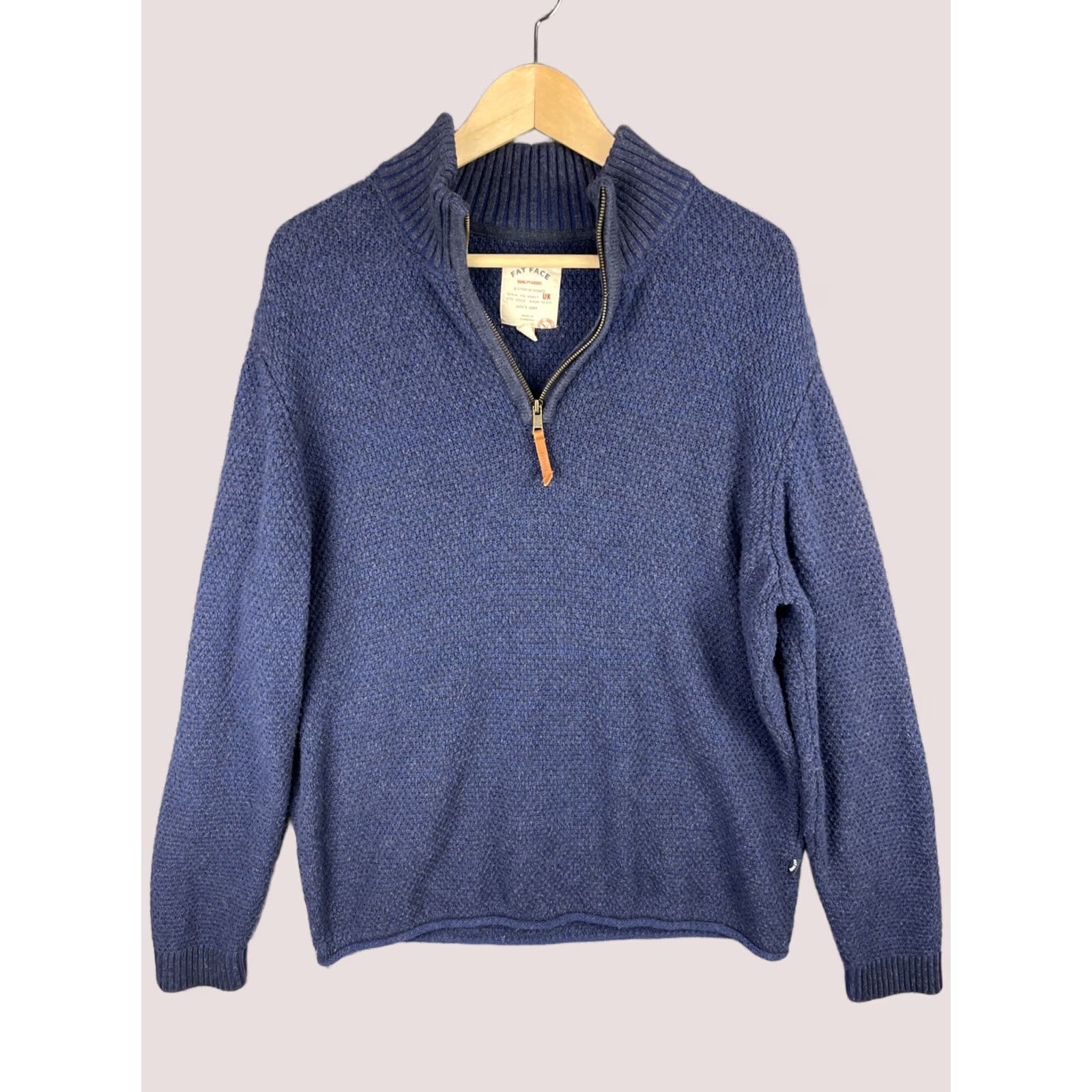 FatFace FatFace Sweater Mens XL Navy Blue Half Zip Knit Wool Blend Pullover Long Sleeve Size US XL / EU 56 / 4 - 1 Thumbnail
