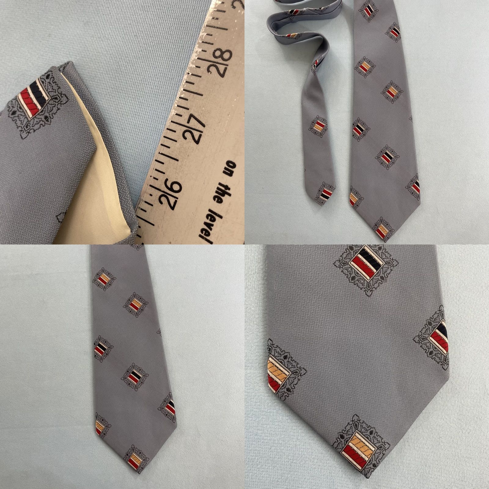 Vintage Vtg Extra Wide Necktie 4.3" Kipper Tie Handmade Jacquard Rockabilly Mob Boss Gray Neck Tie Geometric Vintage Men 57"-60" 4.3" Wide Gray Size ONE SIZE - 8 Thumbnail