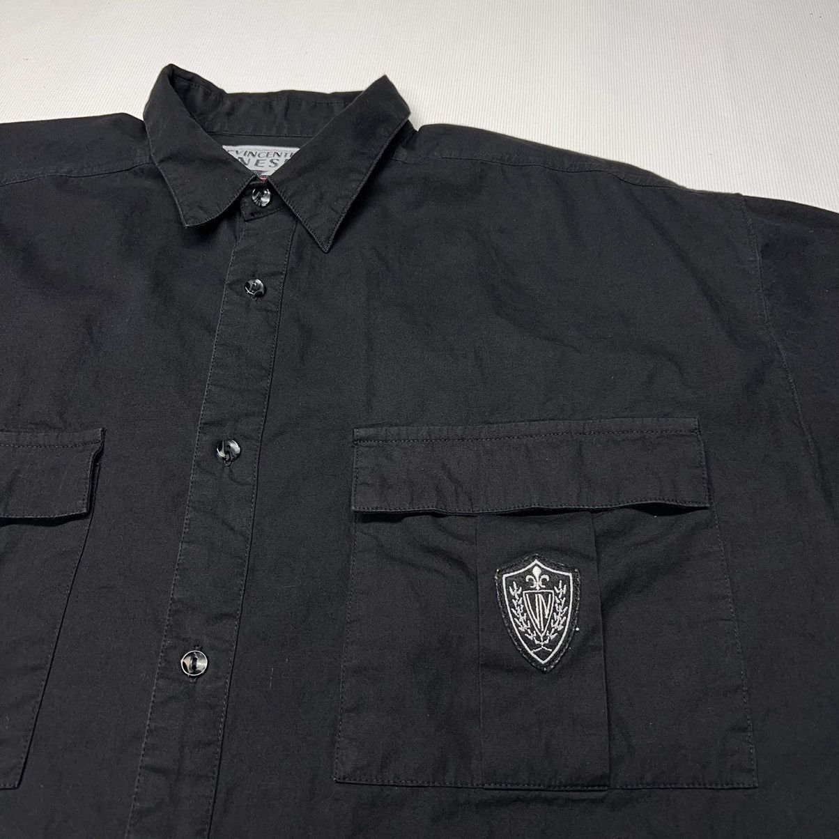 Vintage Vincente Nesi Button Up Shirt Black Pocket Cargo Patch Size US L / EU 52-54 / 3 - 3 Thumbnail