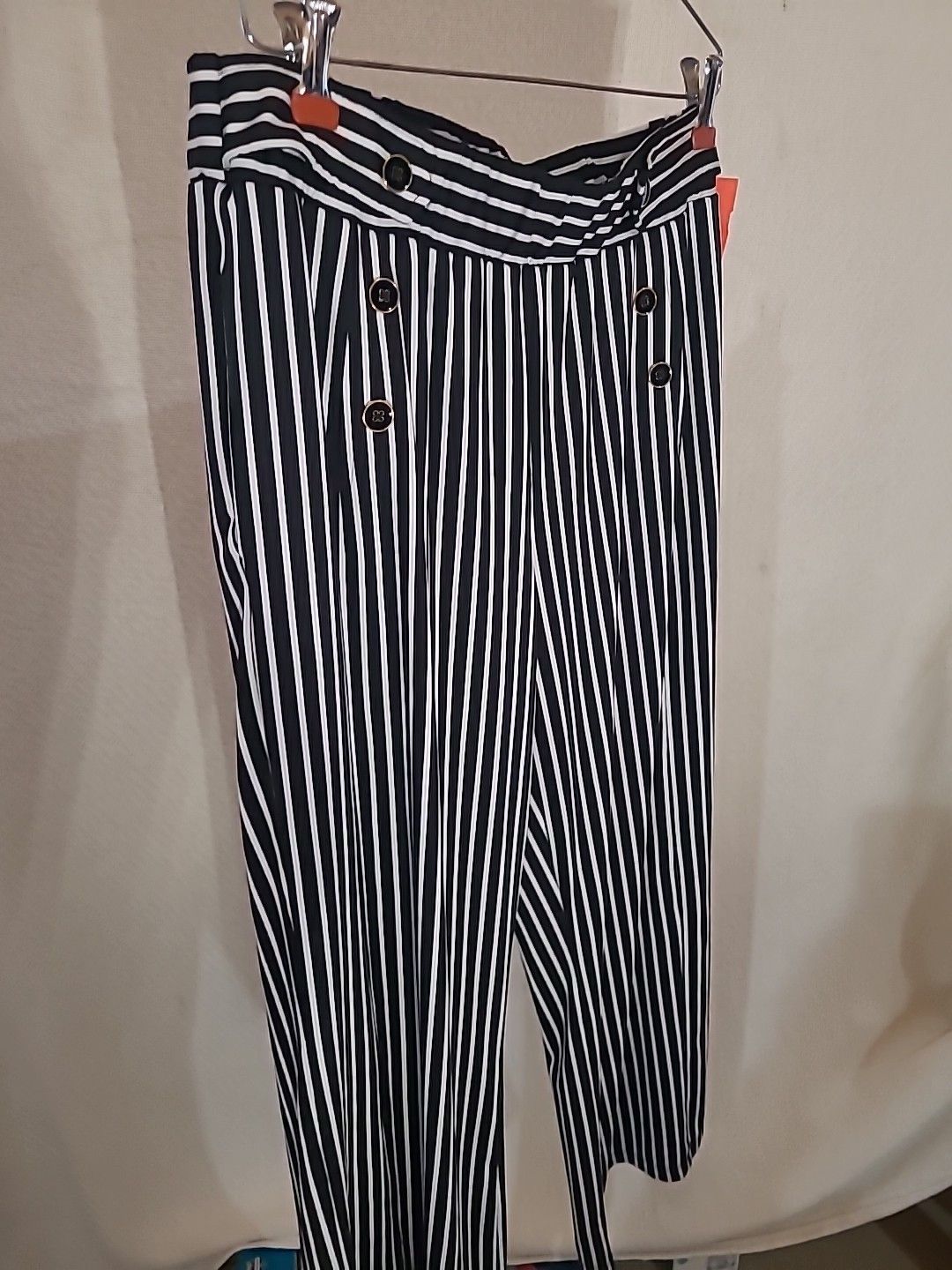Other SABRINA Lauren Womens SZ L Black and White Striped Pants Size 34" / US 12 / IT 48 - 6 Thumbnail
