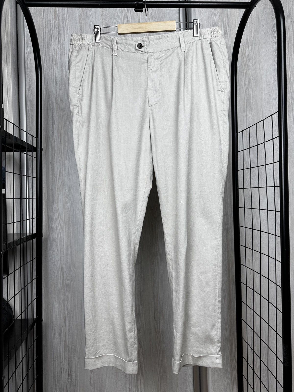 Other Devore Linen blend Ivory Beige chino pants Italy made sz 52 Size US 36 / EU 52 - 1 Thumbnail