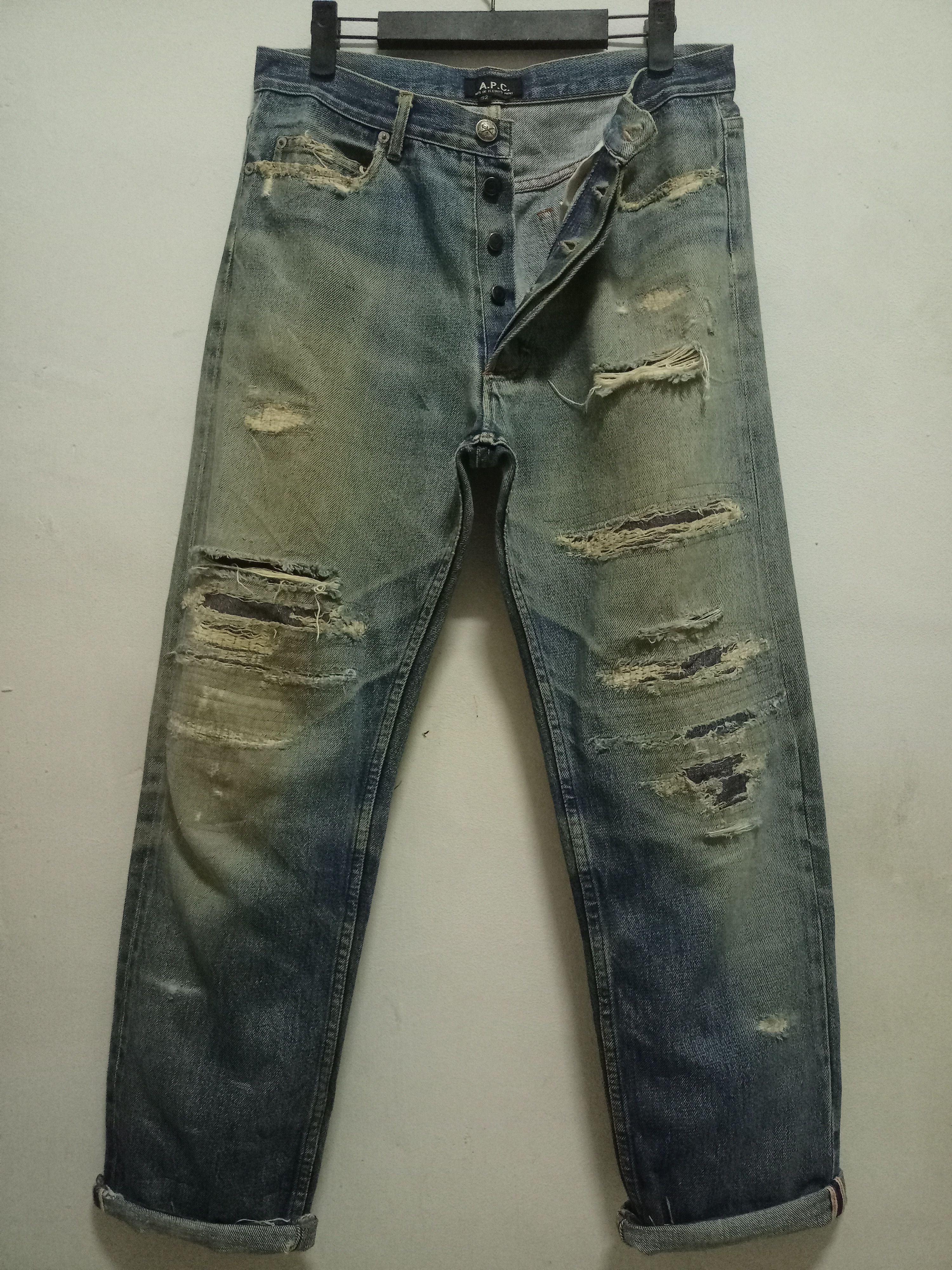 Vintage A.P.C Selvedge Button Fly Distressed Style Jeans