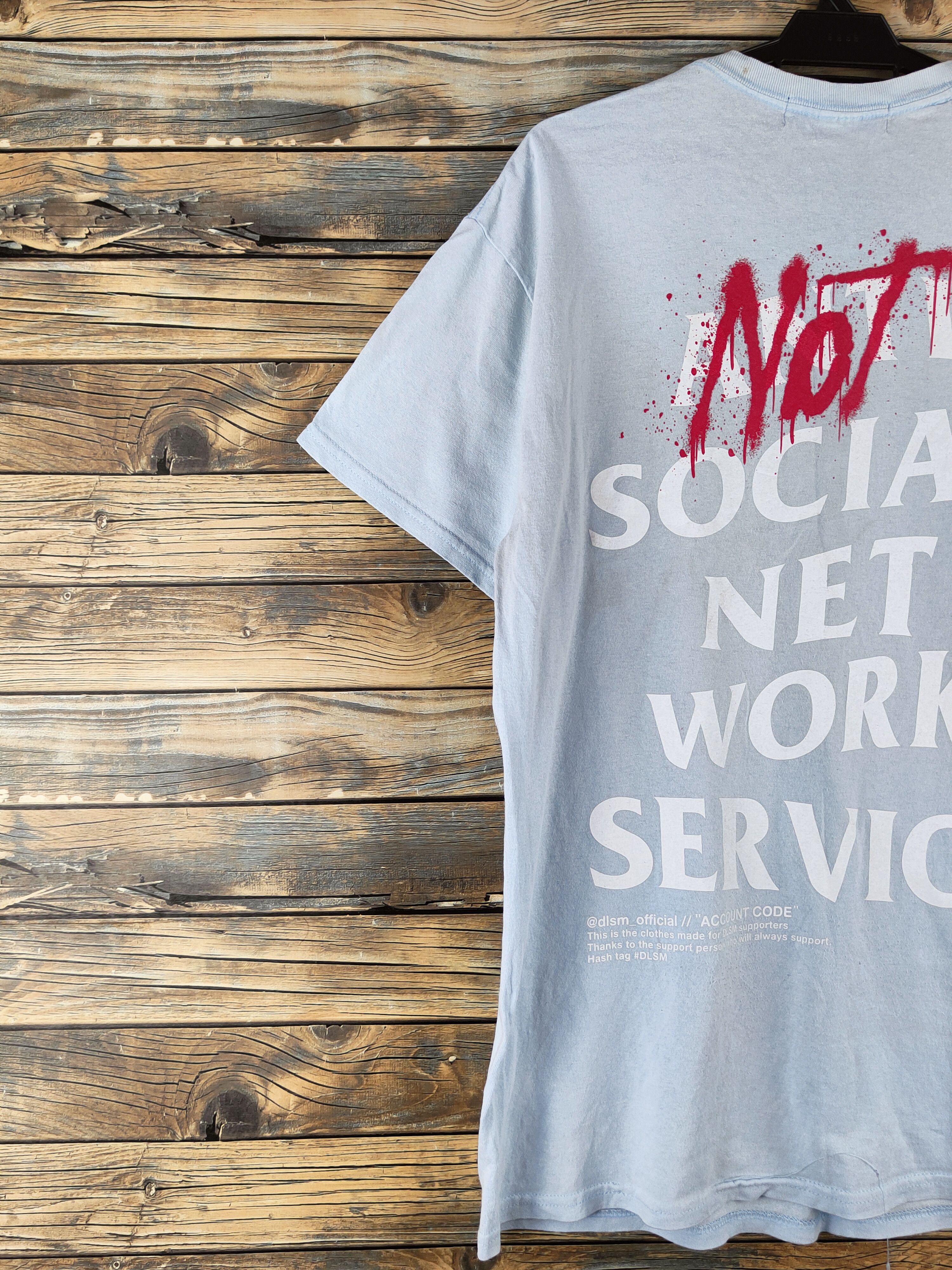 Japanese Brand DLSM "Not Social network service" Light Blue T-shirts #S2875 Size US L / EU 52-54 / 3 - 2 Thumbnail