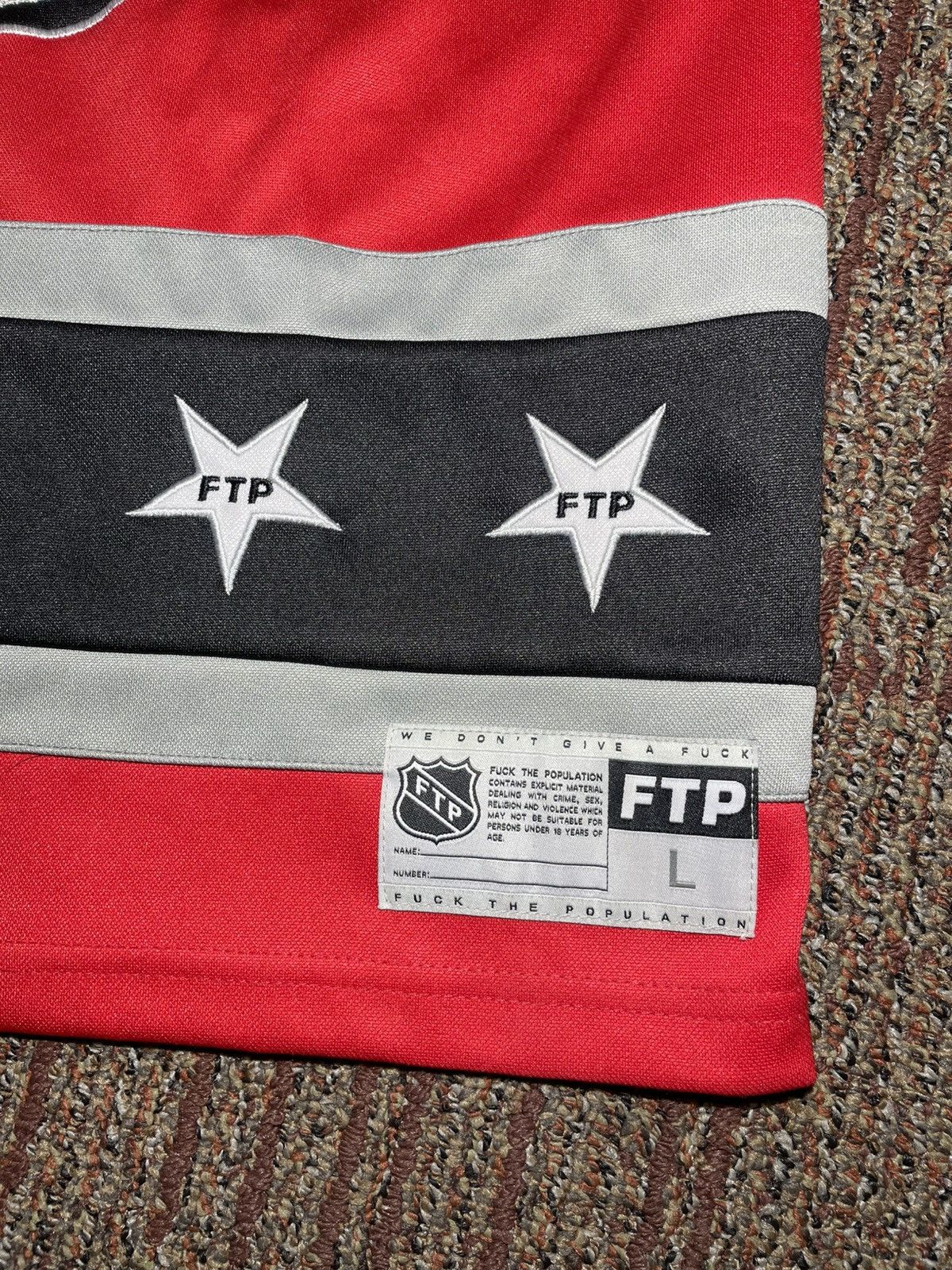 Fuck The Population FTP Made In Hell Hockey Jersey (Large) Size US L / EU 52-54 / 3 - 3 Thumbnail