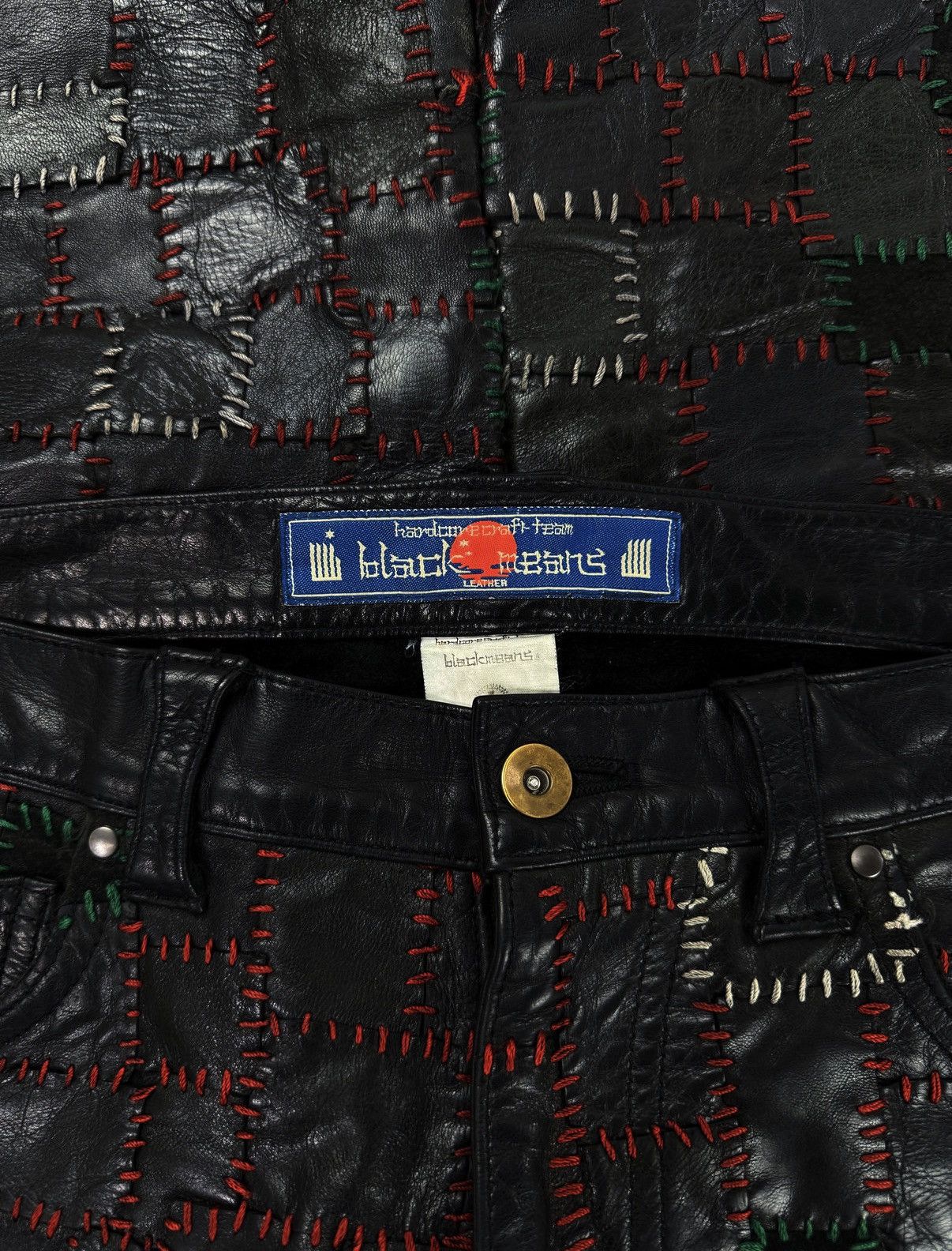 Blackmeans AW13 Blackmeans Scab Calfskin Leather Patchwork Crust Pants Size US 31 - 2 Thumbnail