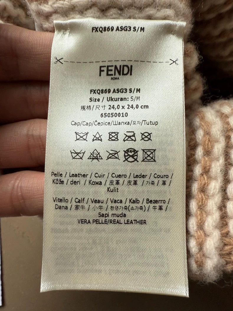 Fendi FENDI Logo Wool Beanie Hat Beige Color Size ONE SIZE - 4 Thumbnail