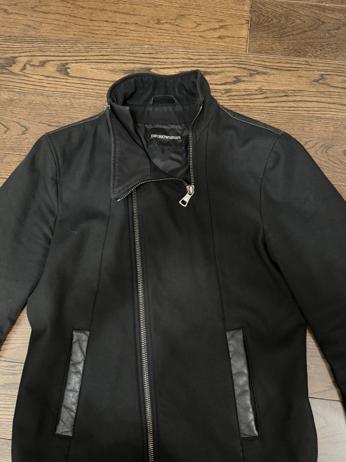 Emporio Armani FW12 Armani Asymmetrical Diagonal Zip Biker Jacket Size US M / EU 48-50 / 2 - 5 Thumbnail