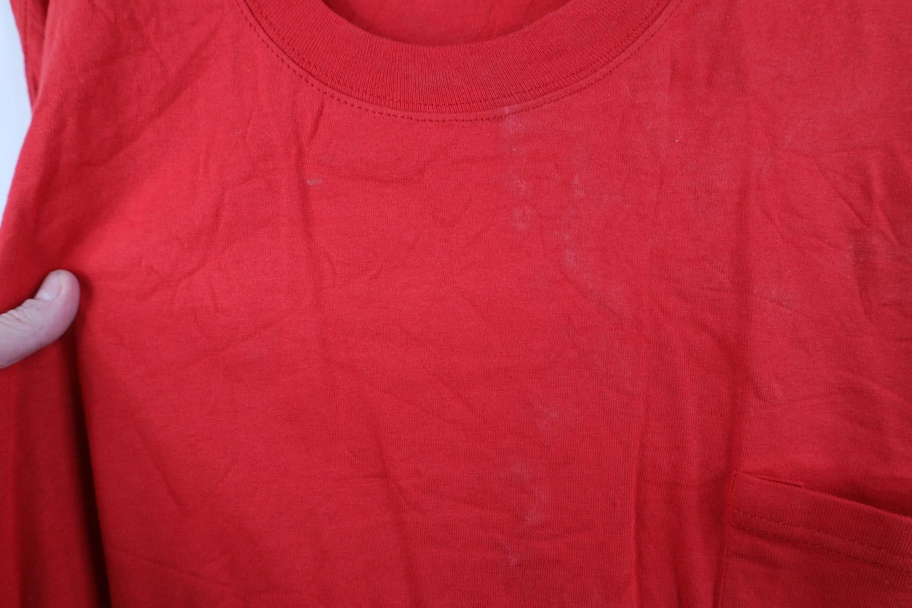 Hanes Vintage 90s Y2K Hanes Blank Pocket T-Shirt Red Cotton Size US XXL / EU 58 / 5 - 4 Thumbnail