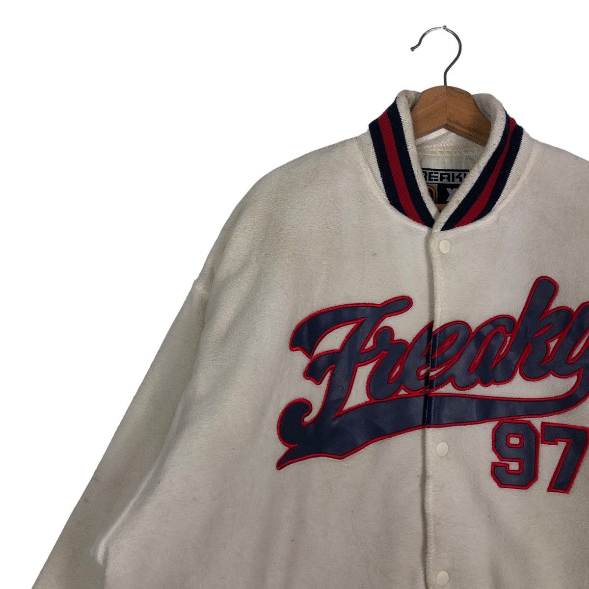 Japanese Brand 🔥90’s Vintage Varsity Jacket Freaky Spell Out Big Logo Size US XL / EU 56 / 4 - 7 Thumbnail