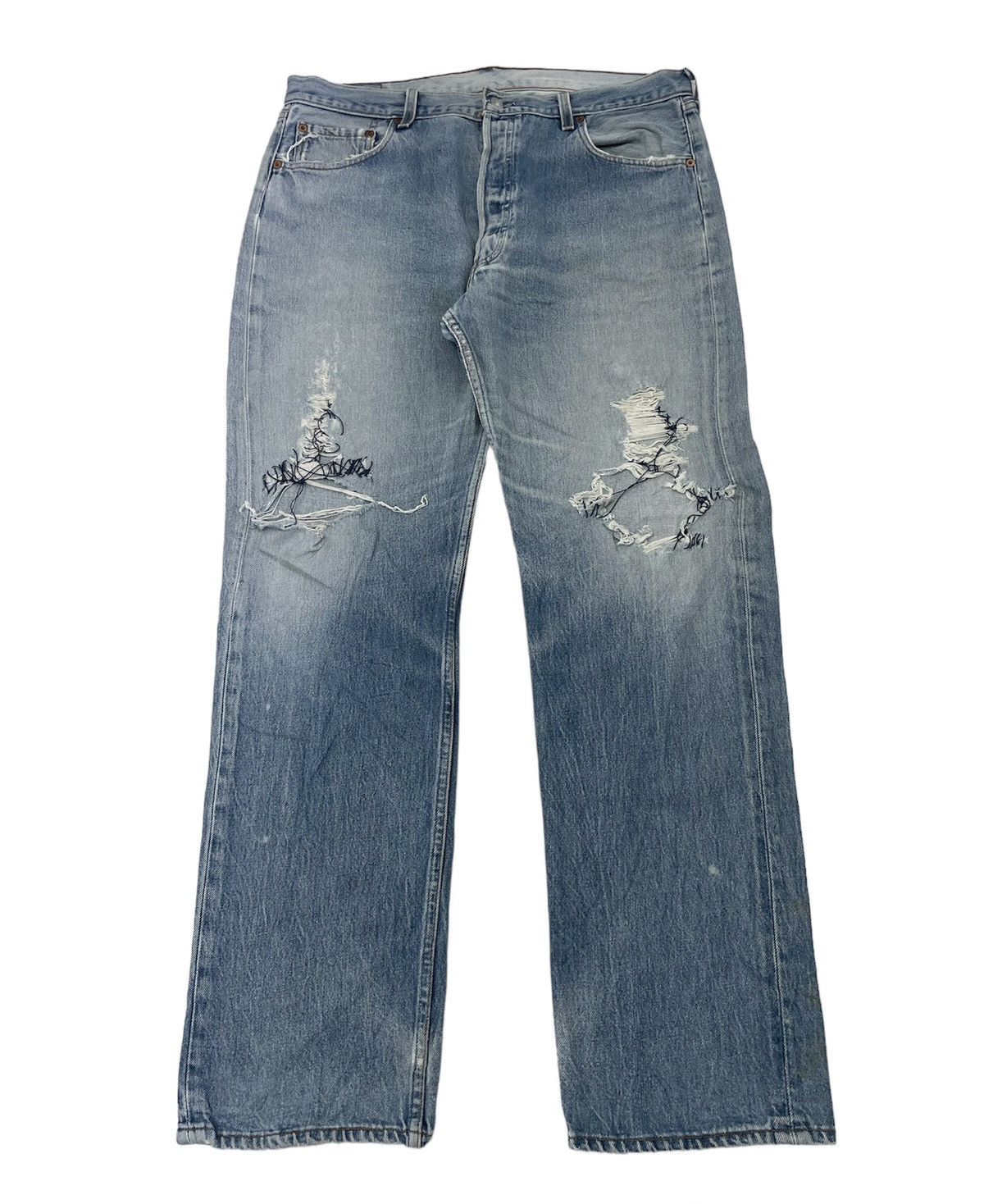image of Kurt Cobain x Levis Vintage 90's Levis 501 Grunge Style Jeans in Blue, Men's (Size 36)