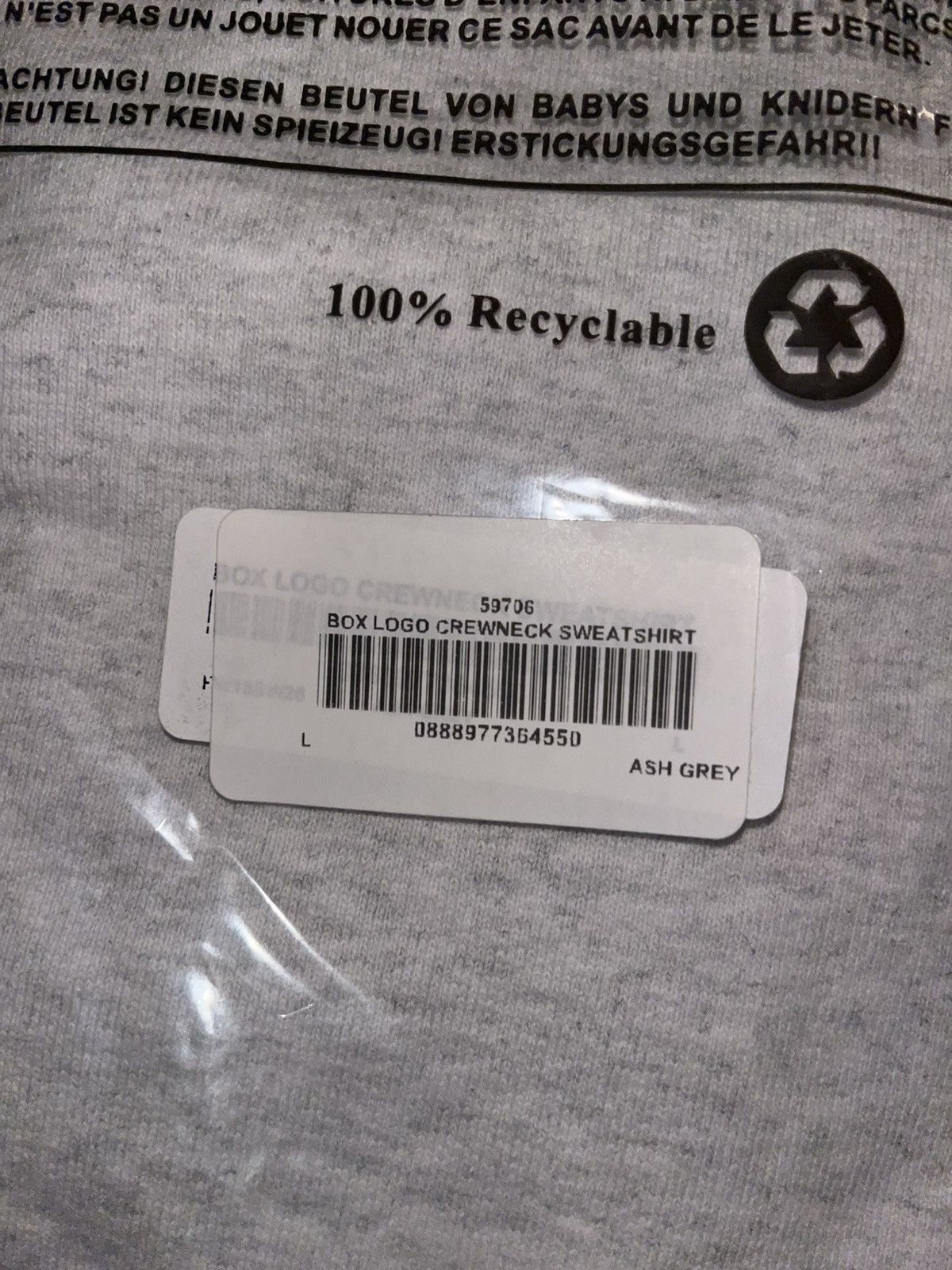 Supreme FW18 Ash Grey Box Logo Crewneck Sweatshirt Size US L / EU 52-54 / 3 - 4 Thumbnail