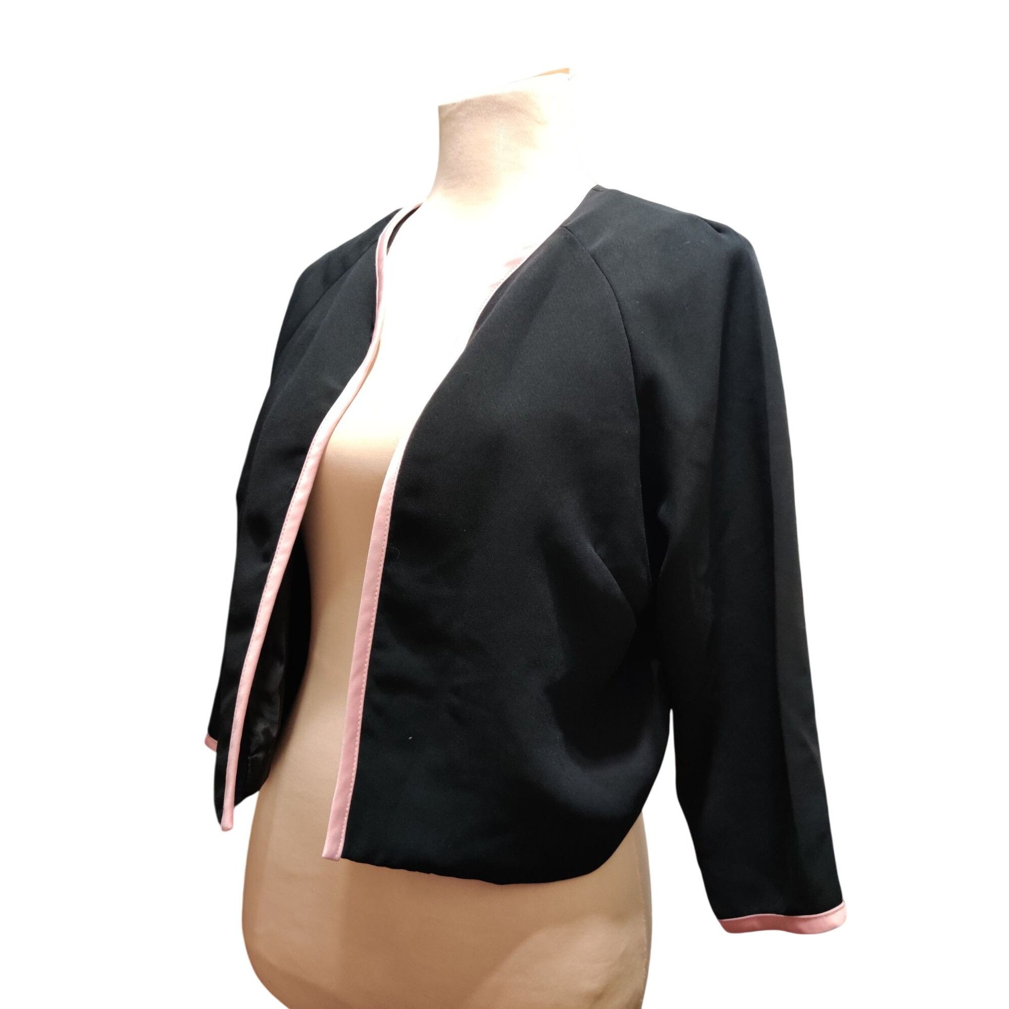 Other Karin Stevens Jacket Size 12 Cropped Black Pink Trim 3/4 Sle Size XL / US 12-14 / IT 48-50 - 9 Thumbnail