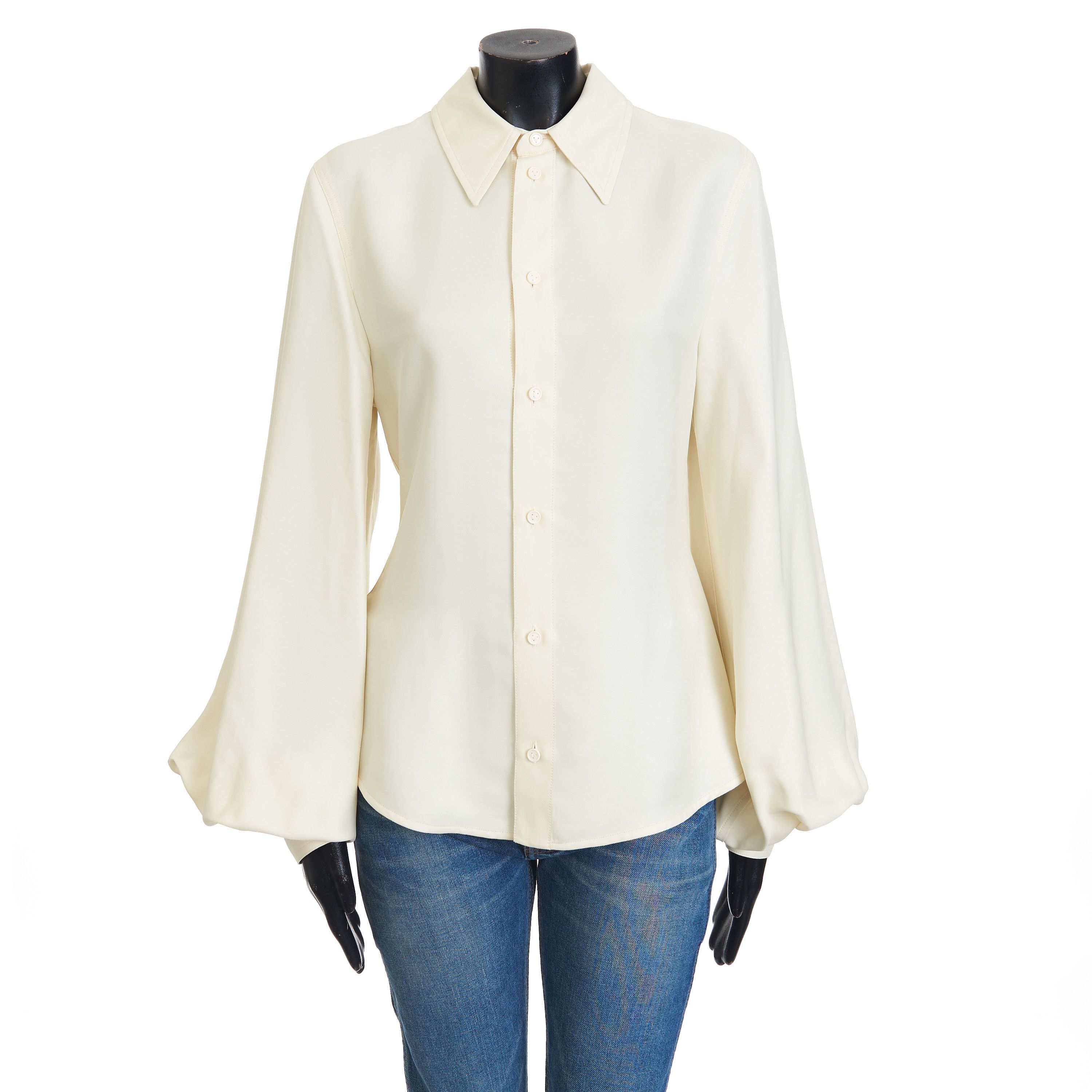 Longsleeve Shirt In Seasalt Viscose & Silk Mix Fluid Twill