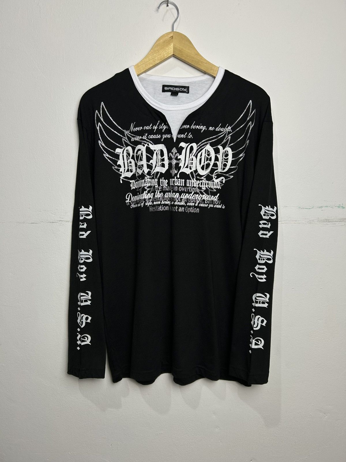 Japanese Brand Y2k Badboy USA double Layer Poem longsleeve Size US L / EU 52-54 / 3 - 1 Thumbnail