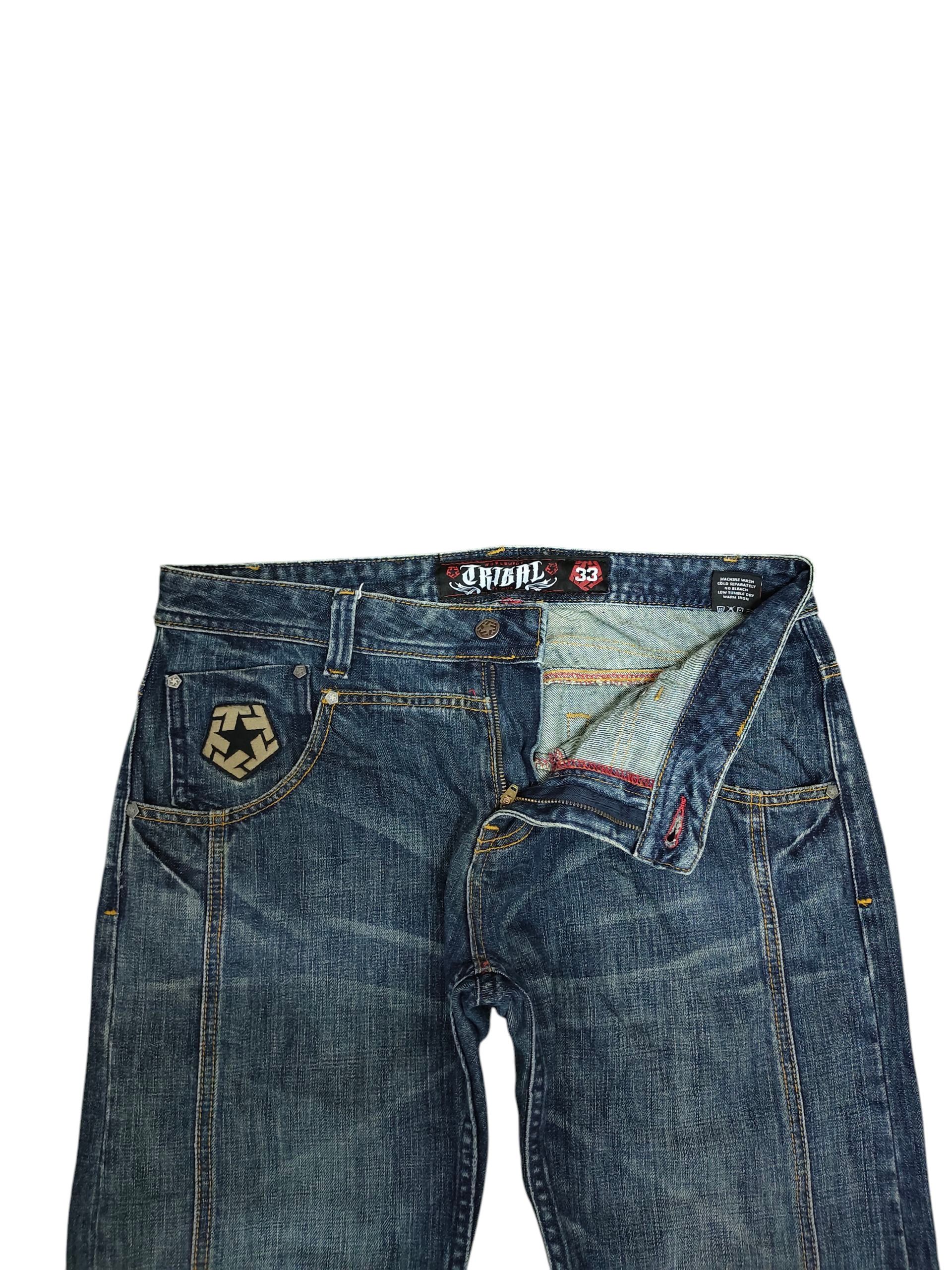 Tribal Streetwear 2000s Tribal Streetwear Embroidered Logo Pocket Denim Jeans Size US 33 - 9 Thumbnail