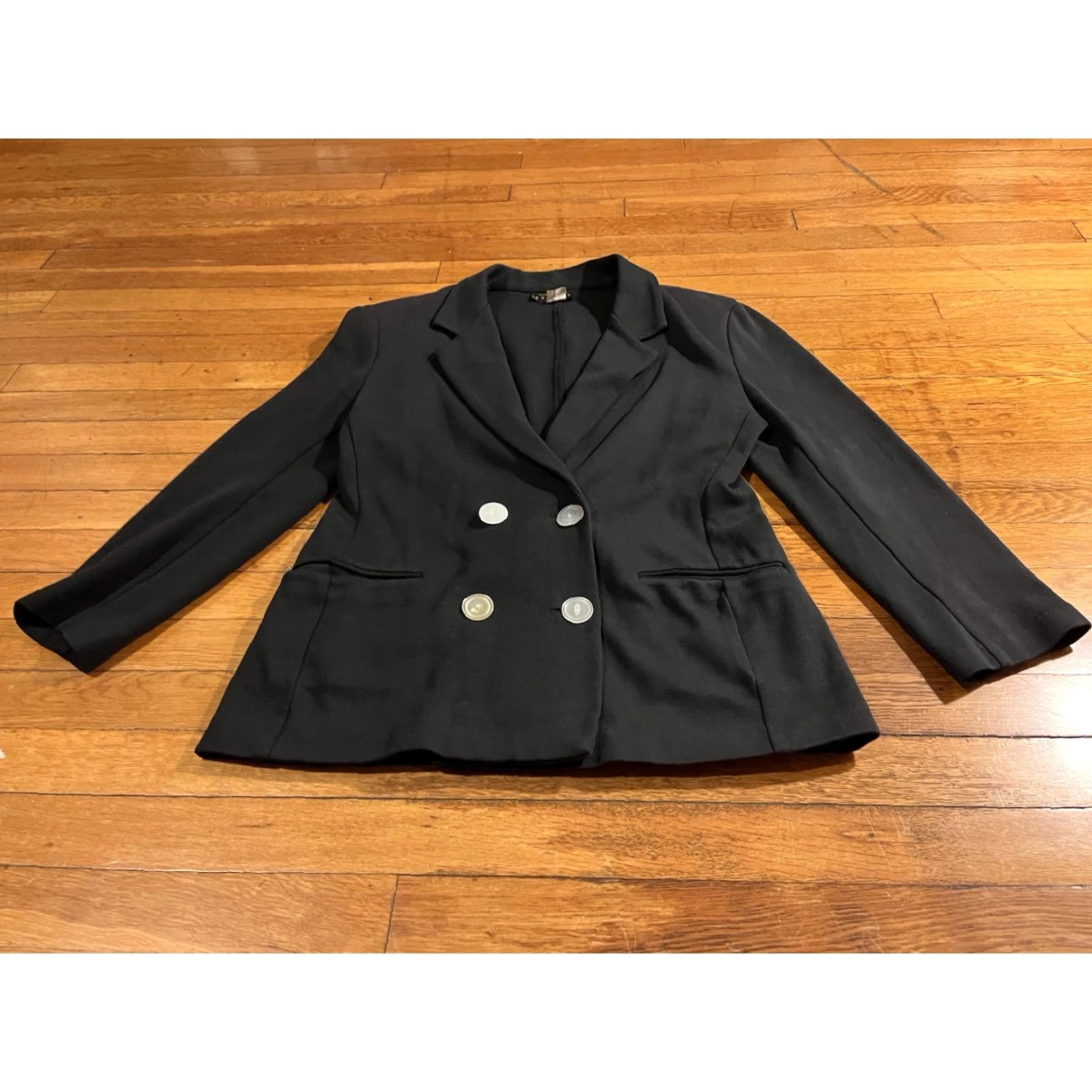Express VINTAGE Express Blazer Women’s M Black 90s Double-Breasted Notch Lapel Shirt Jacket Pant Suit Casual Business Travel Size M / US 6-8 / IT 42-44 - 2 Thumbnail