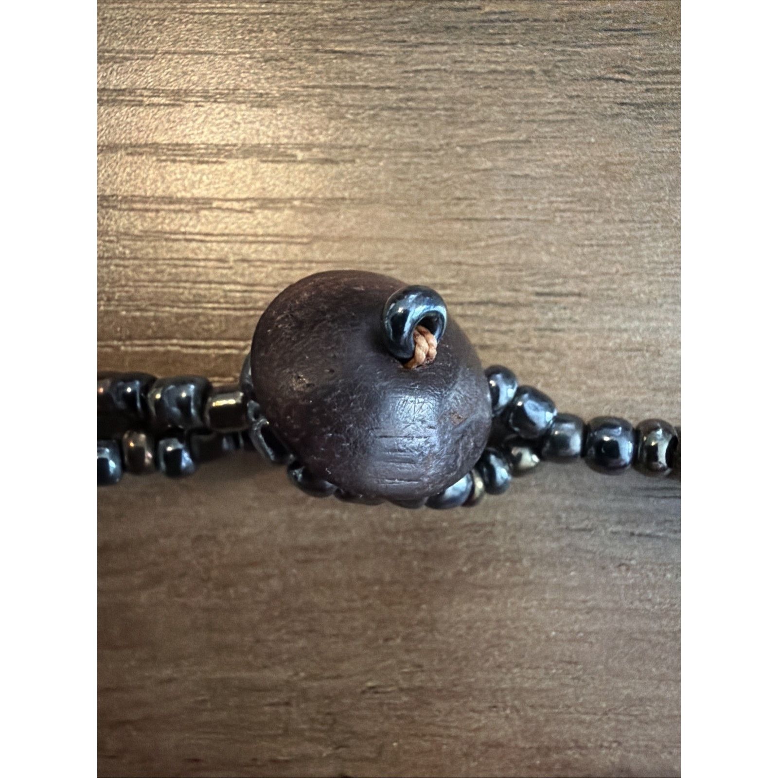 The Unbranded Brand Agate Navy Blue Chunky Necklace Silver Tone Button Size ONE SIZE - 4 Thumbnail