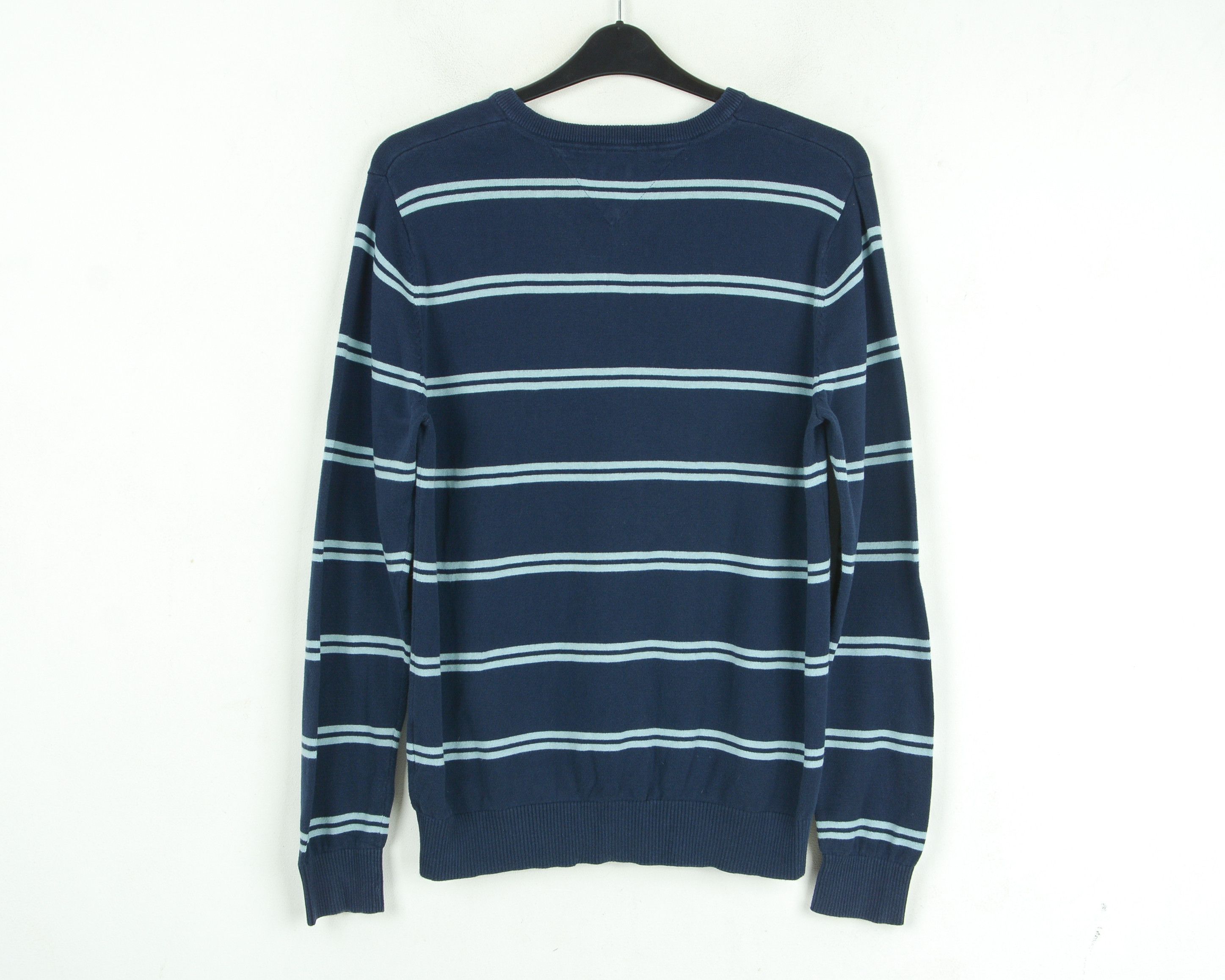 Tommy Hilfiger Men's Pullover Sweater Striped Knit Cotton V Neck Blue Size US L / EU 52-54 / 3 - 5 Thumbnail