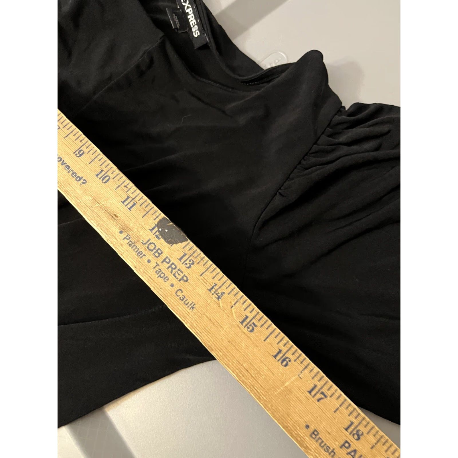 Express Express Blouse Women XS Cropped Long Sleeve Tie Waist V-Neck Black Balloon Sleeve, Solid, Wrap Front, Lightweight, All Seasons, Express brand, Size XS Size XS / US 0-2 / IT 36-38 - 5 Thumbnail